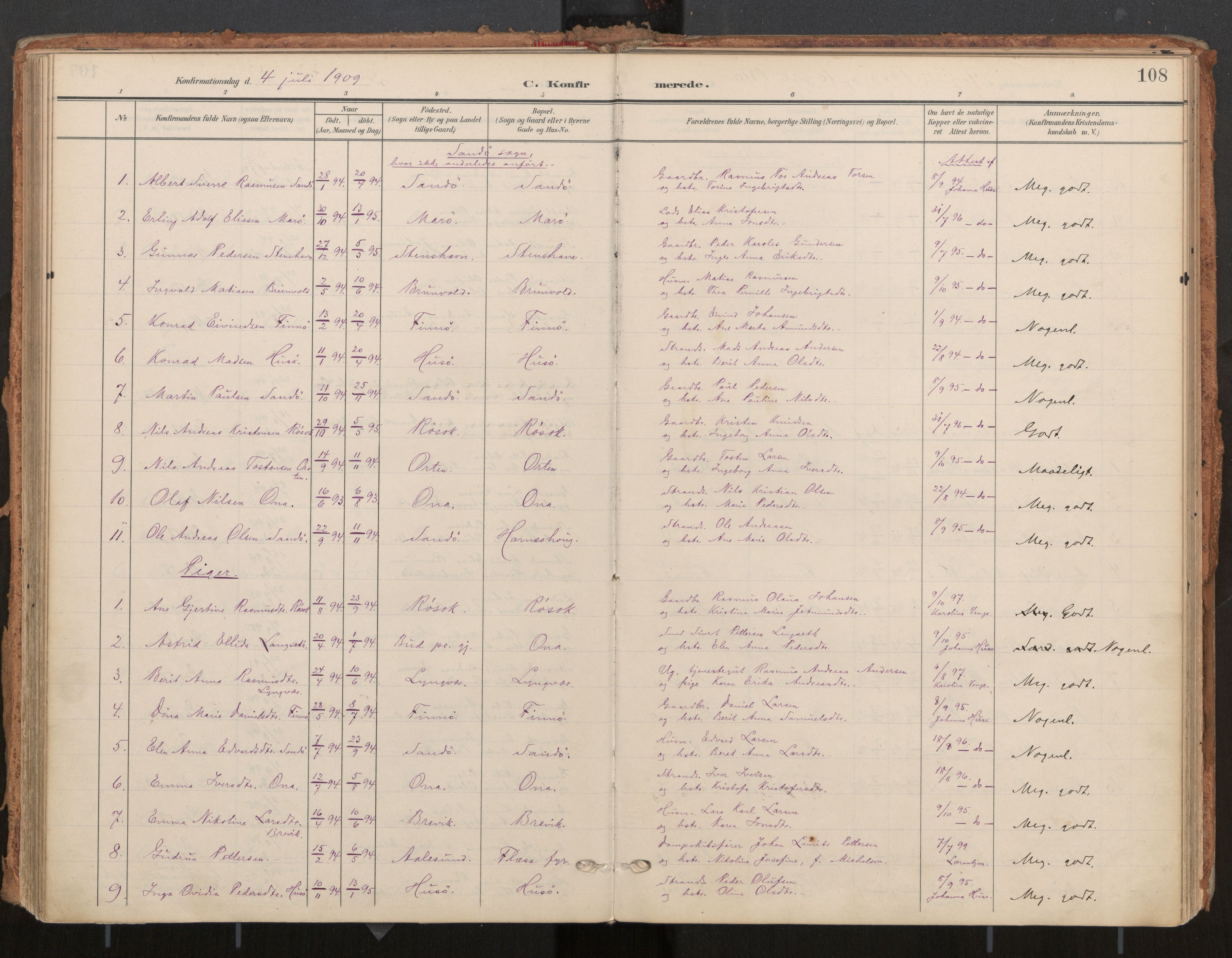 Ministerialprotokoller, klokkerbøker og fødselsregistre - Møre og Romsdal, AV/SAT-A-1454/561/L0730: Parish register (official) no. 561A04, 1901-1929, p. 108