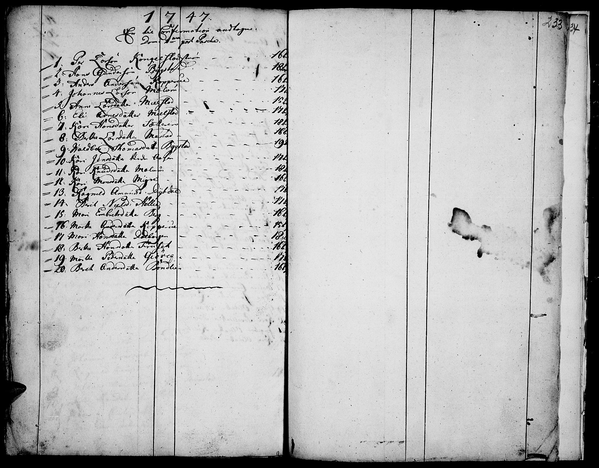 Vardal prestekontor, SAH/PREST-100/H/Ha/Haa/L0001: Parish register (official) no. 1, 1706-1748, p. 233