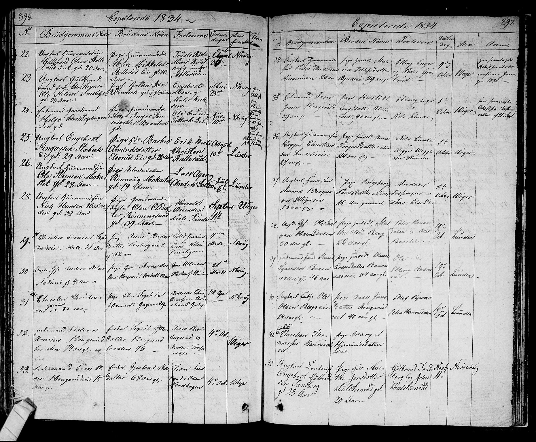 Norderhov kirkebøker, AV/SAKO-A-237/F/Fa/L0009: Parish register (official) no. 9, 1819-1837, p. 896-897