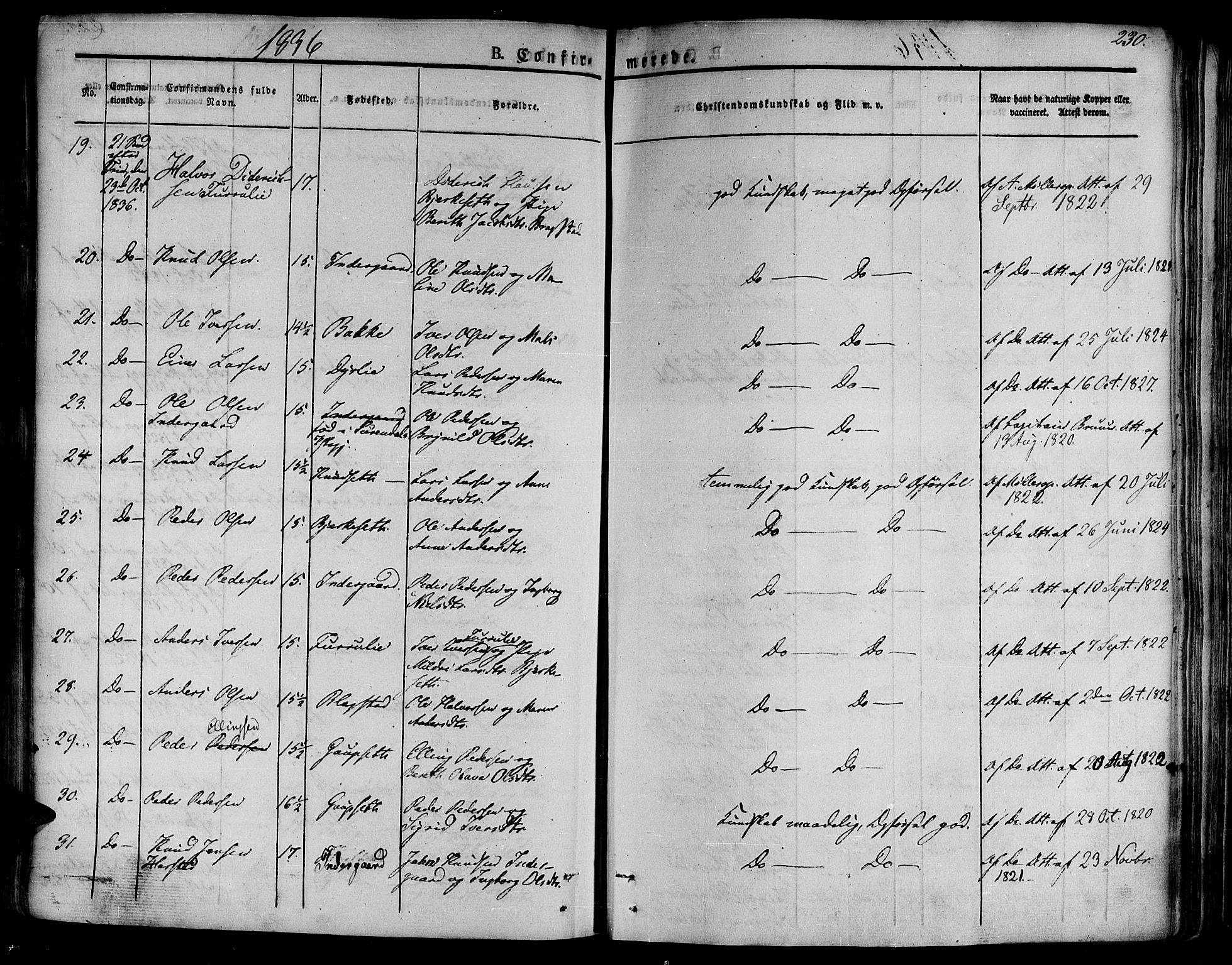 Ministerialprotokoller, klokkerbøker og fødselsregistre - Møre og Romsdal, AV/SAT-A-1454/586/L0983: Parish register (official) no. 586A09, 1829-1843, p. 230