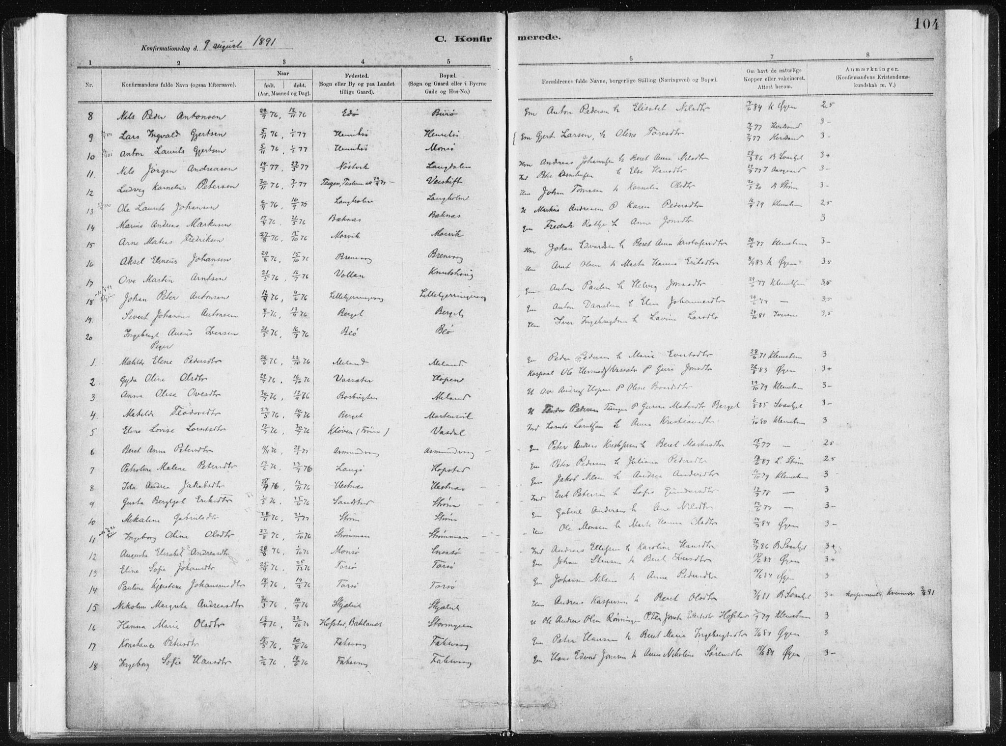 Ministerialprotokoller, klokkerbøker og fødselsregistre - Sør-Trøndelag, SAT/A-1456/634/L0533: Parish register (official) no. 634A09, 1882-1901, p. 104