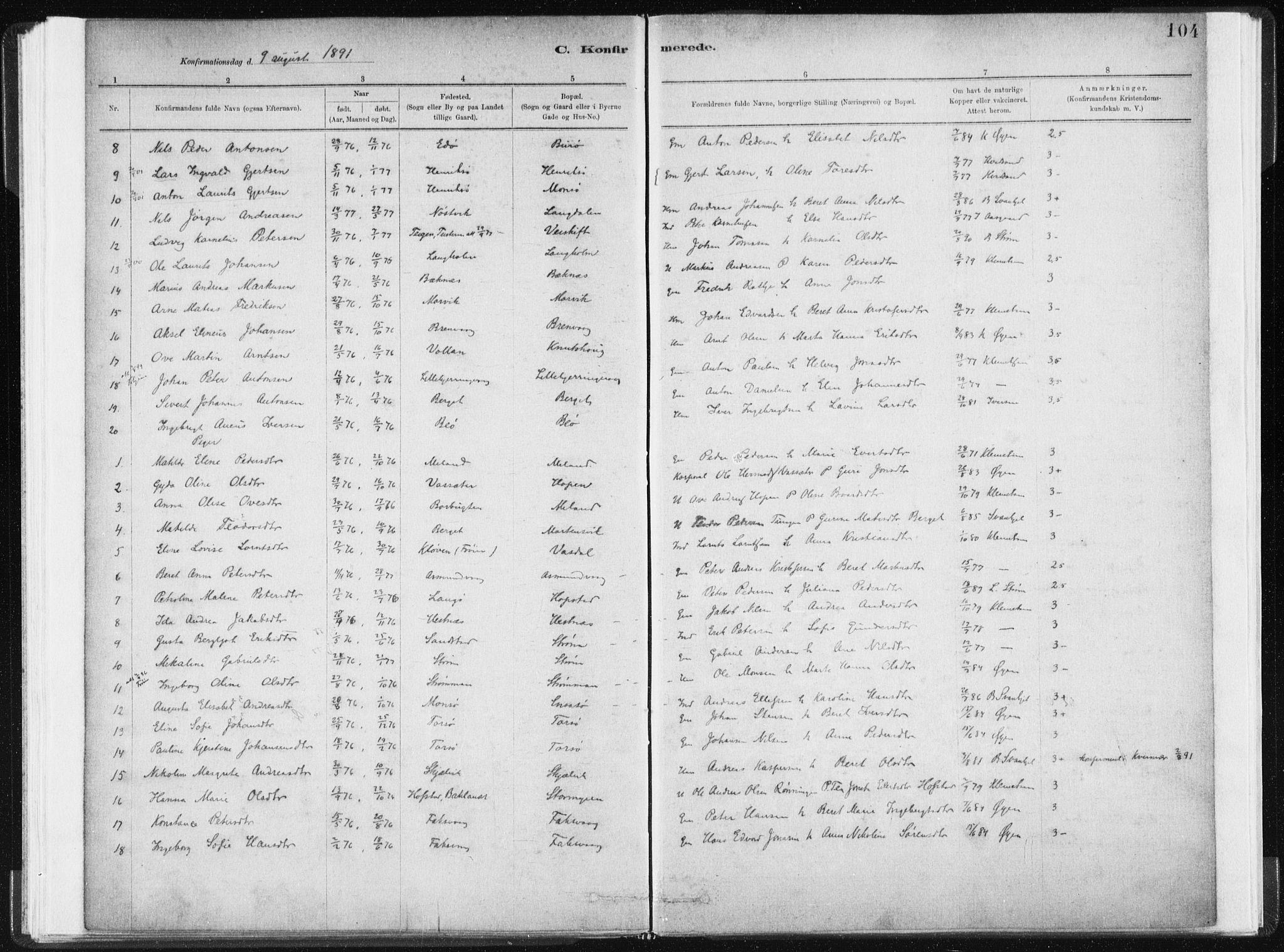 Ministerialprotokoller, klokkerbøker og fødselsregistre - Sør-Trøndelag, AV/SAT-A-1456/634/L0533: Parish register (official) no. 634A09, 1882-1901, p. 104