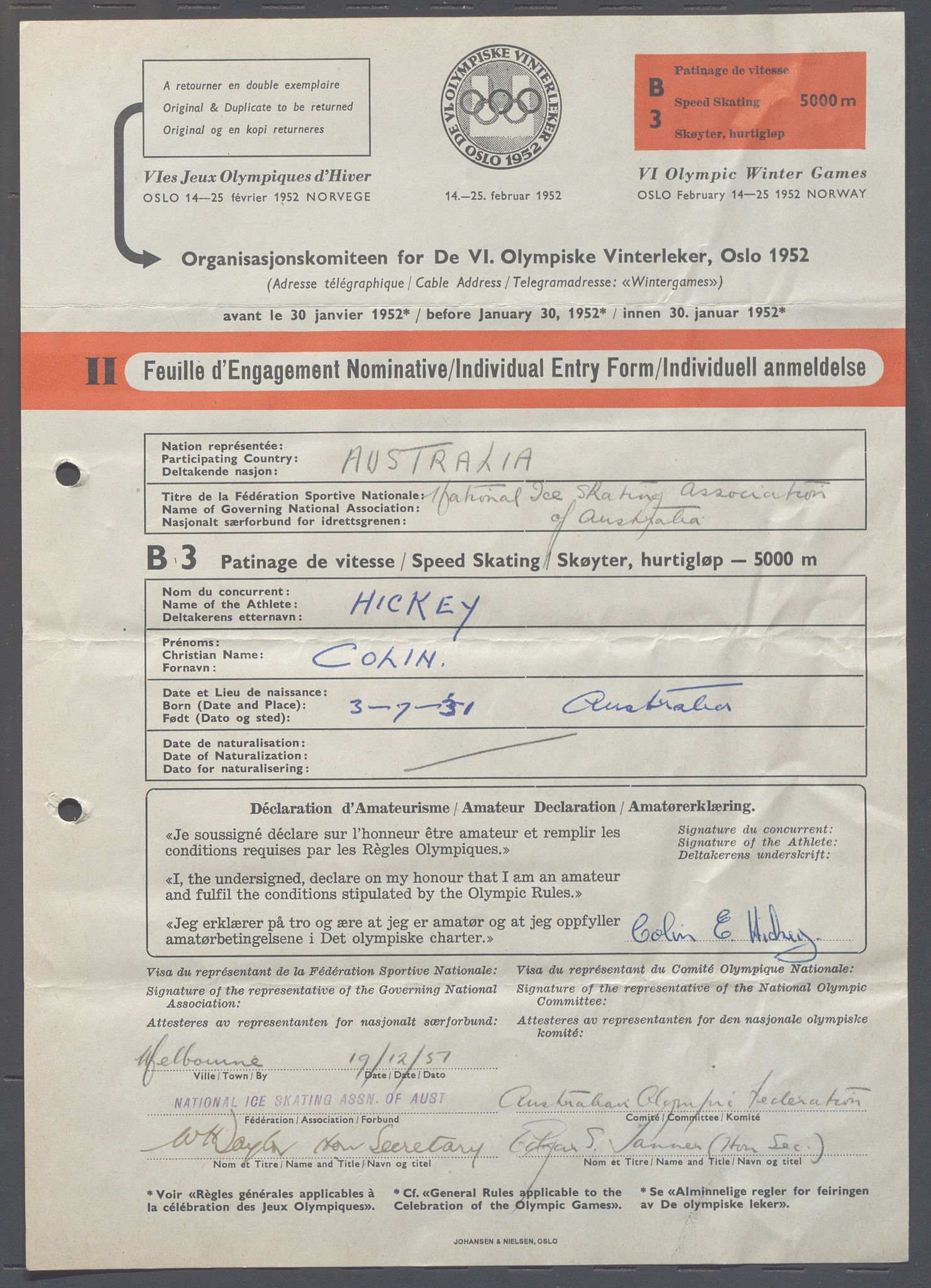 Organisasjonskomiteen for de VI. olympiske vinterleker, OBA/A-20130/H/Ha, 1951-1952, p. 1131