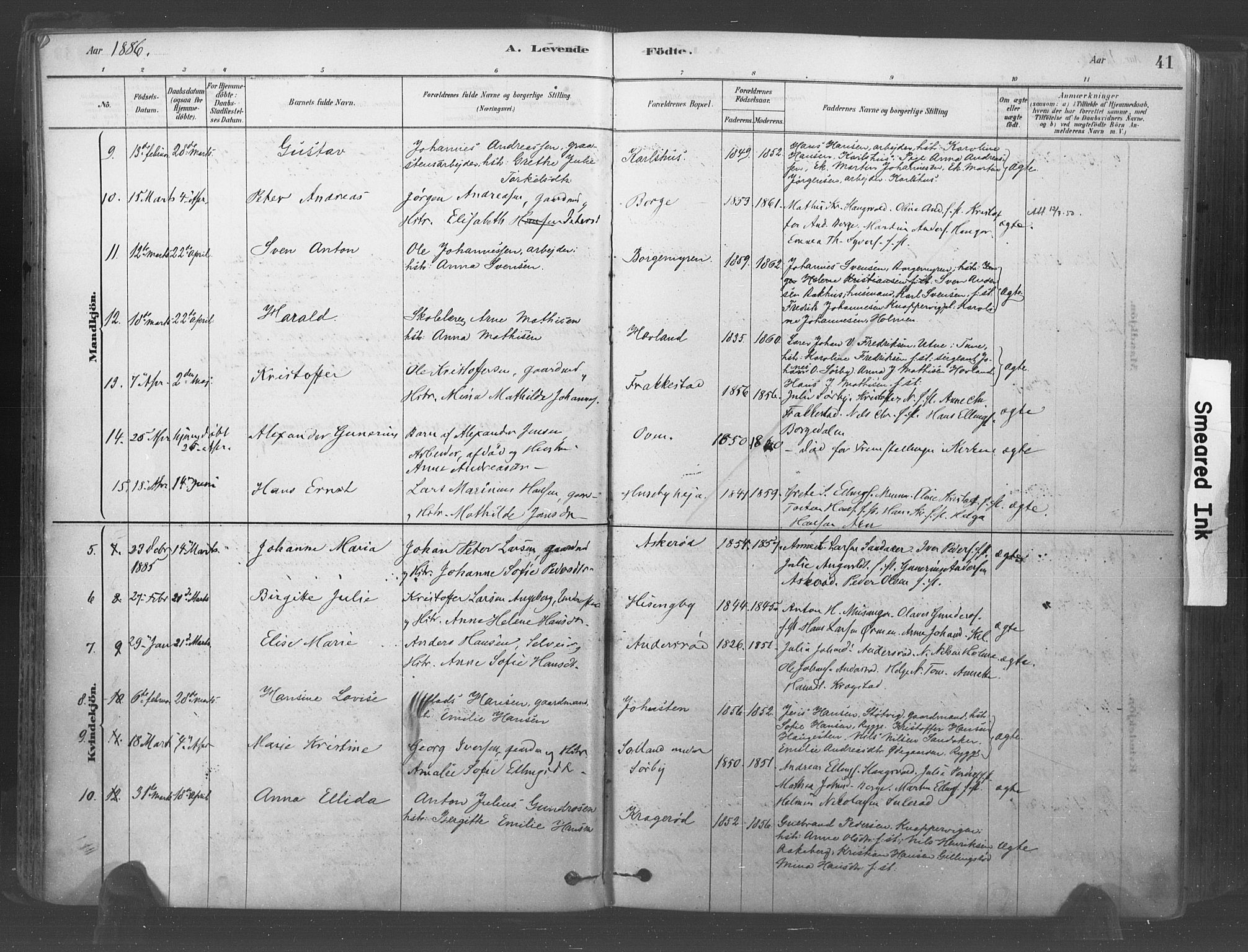 Råde prestekontor kirkebøker, AV/SAO-A-2009/F/Fa/L0007: Parish register (official) no. 7, 1878-1902, p. 41