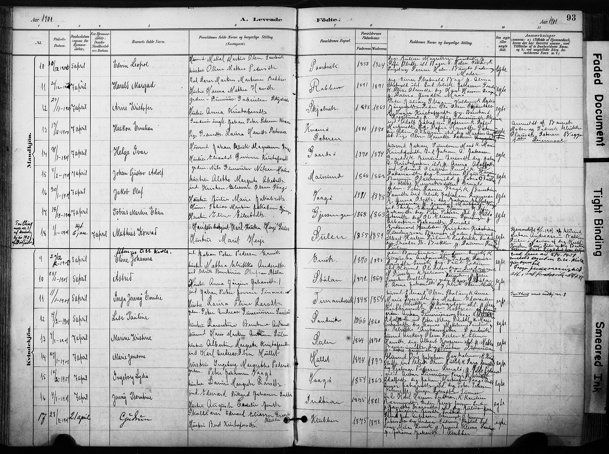 Ministerialprotokoller, klokkerbøker og fødselsregistre - Sør-Trøndelag, SAT/A-1456/640/L0579: Parish register (official) no. 640A04, 1889-1902, p. 93