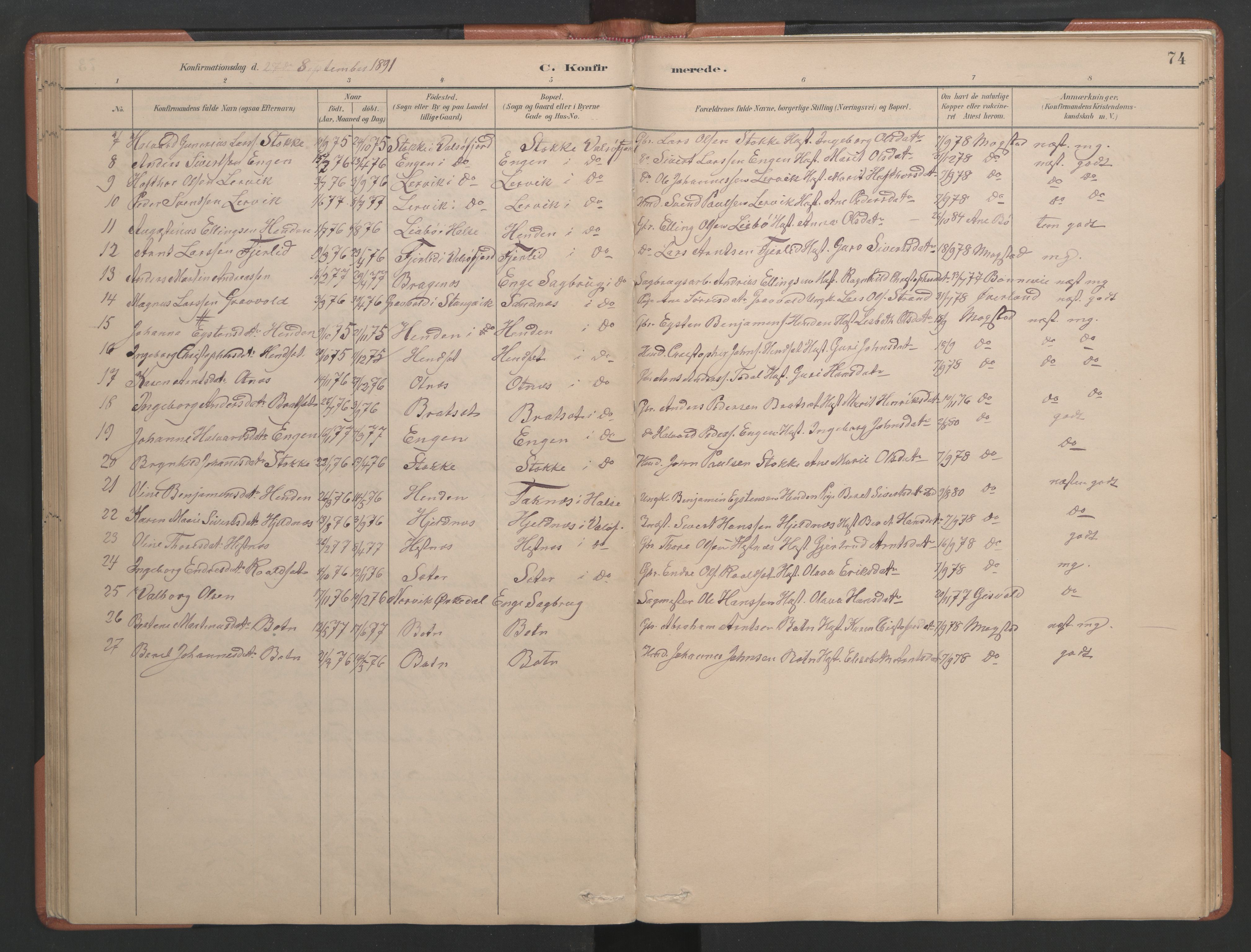 Ministerialprotokoller, klokkerbøker og fødselsregistre - Møre og Romsdal, AV/SAT-A-1454/580/L0926: Parish register (copy) no. 580C01, 1882-1903, p. 74