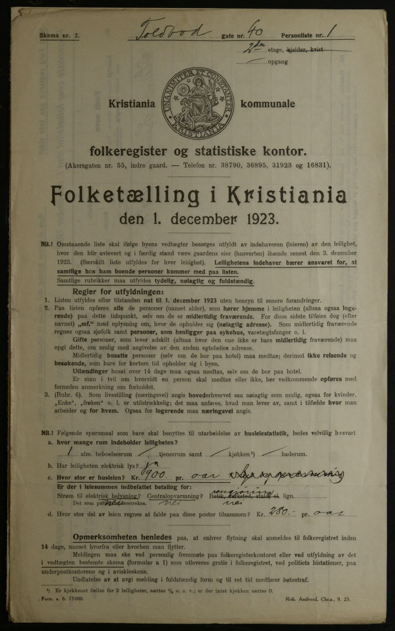 OBA, Municipal Census 1923 for Kristiania, 1923, p. 125181