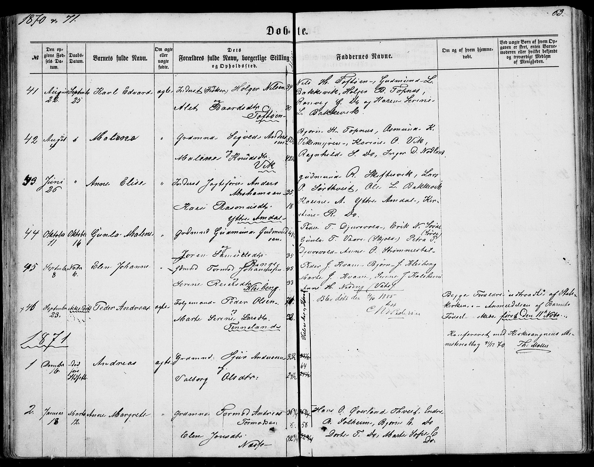 Nedstrand sokneprestkontor, SAST/A-101841/01/IV: Parish register (official) no. A 9, 1861-1876, p. 63
