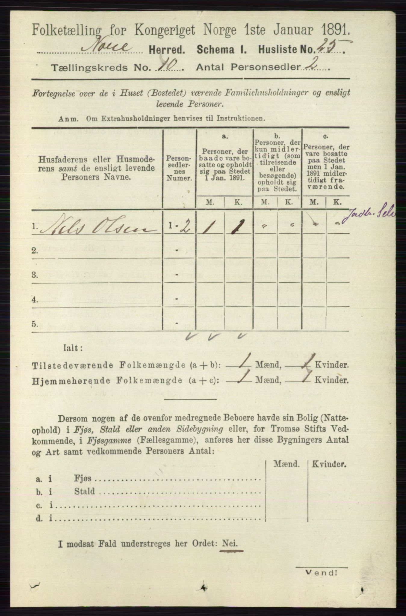 RA, 1891 census for 0633 Nore, 1891, p. 3540