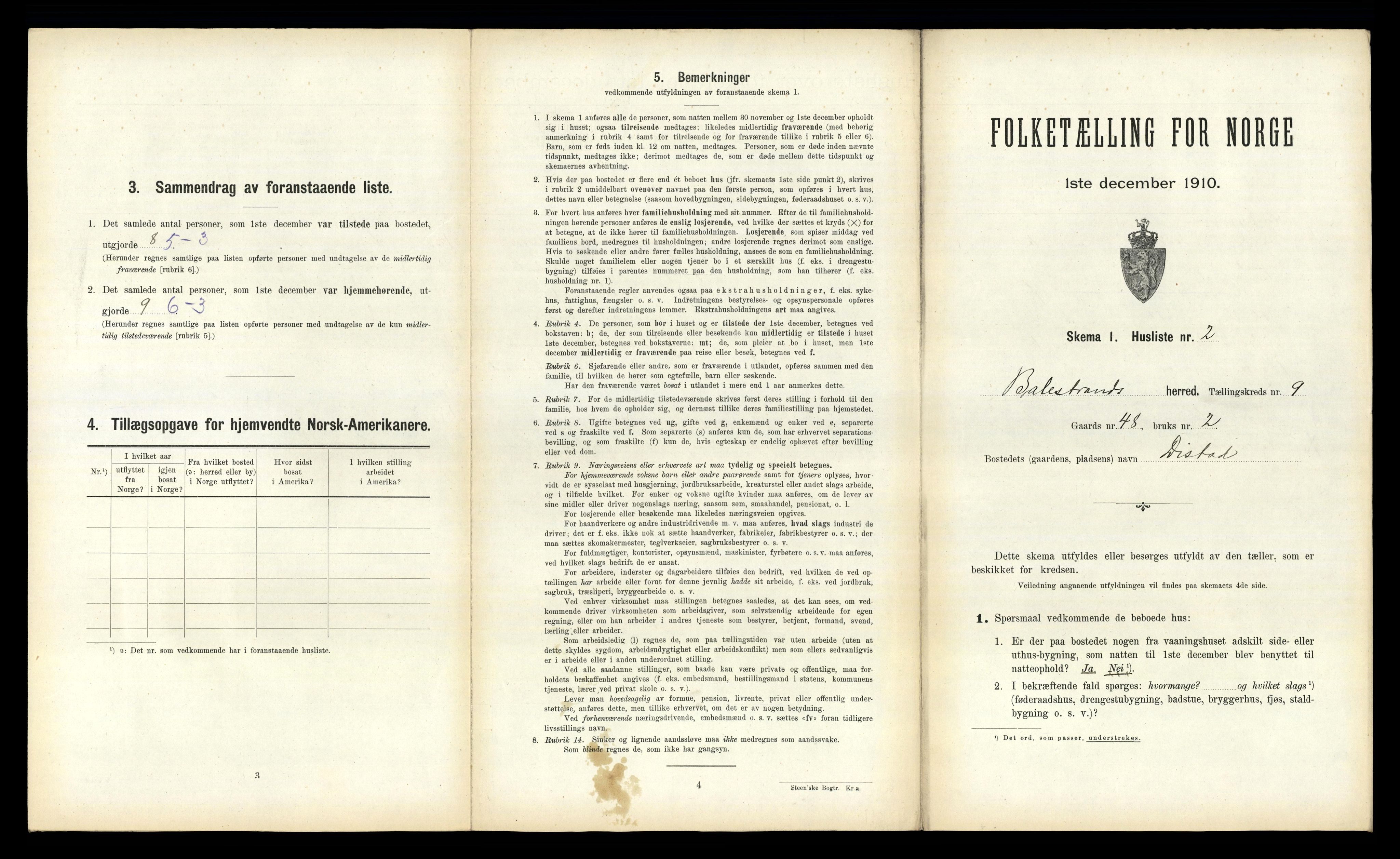 RA, 1910 census for Balestrand, 1910, p. 544