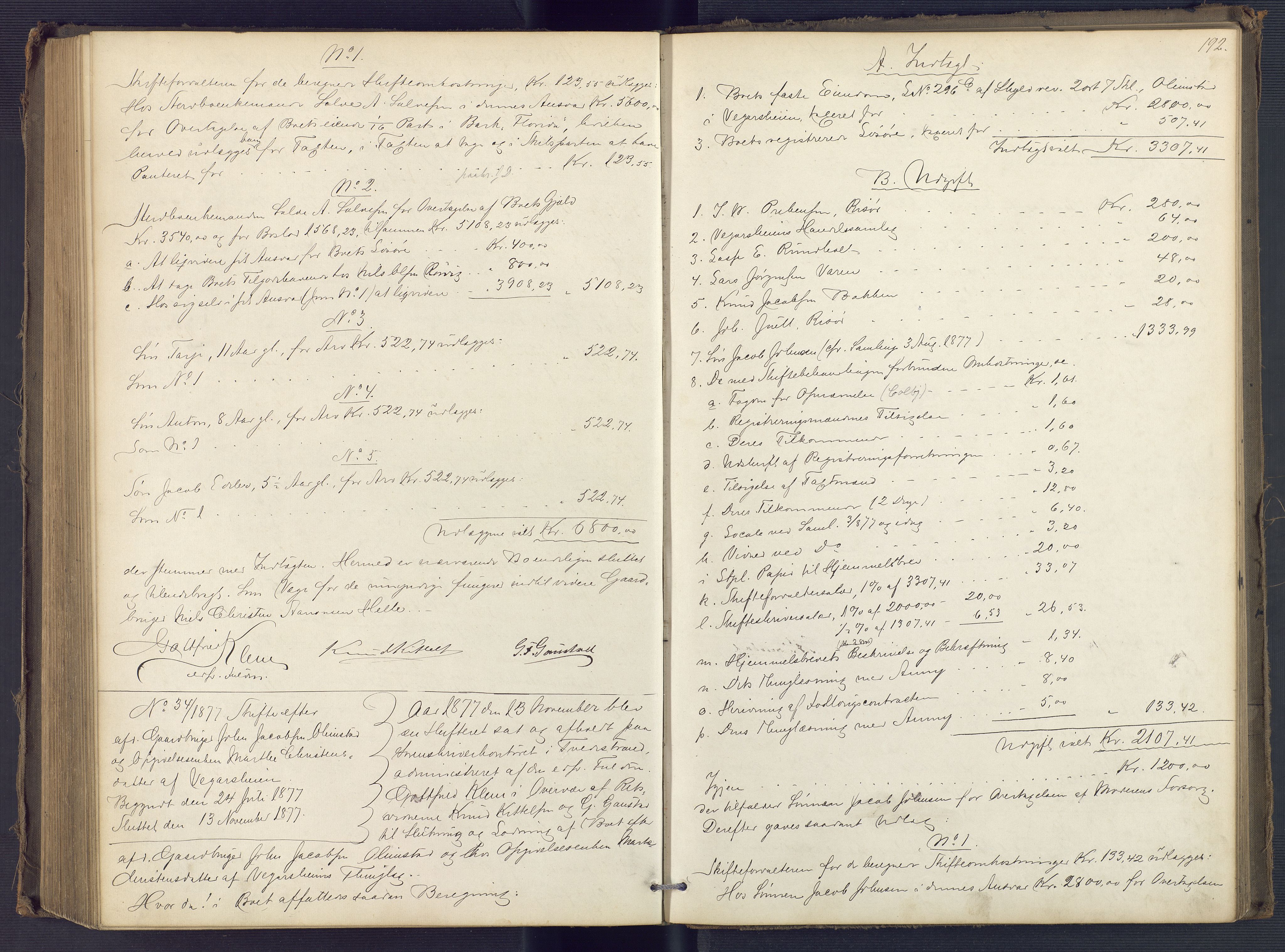 Holt sorenskriveri, AV/SAK-1221-0002/H/Hc/L0032: Skifteutlodningsprotokoll nr. 7, 1874-1879, p. 191b-192a