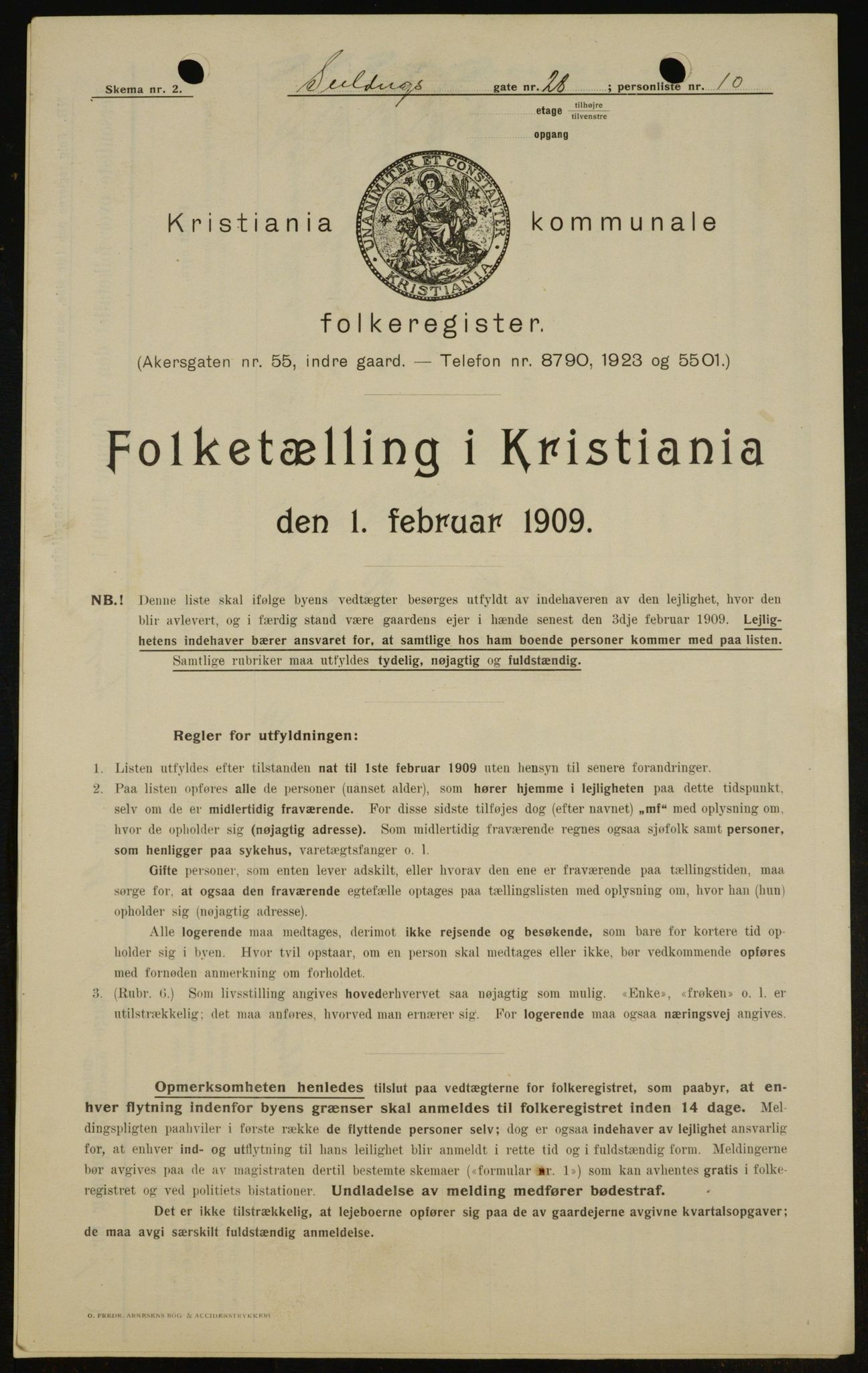 OBA, Municipal Census 1909 for Kristiania, 1909, p. 85864