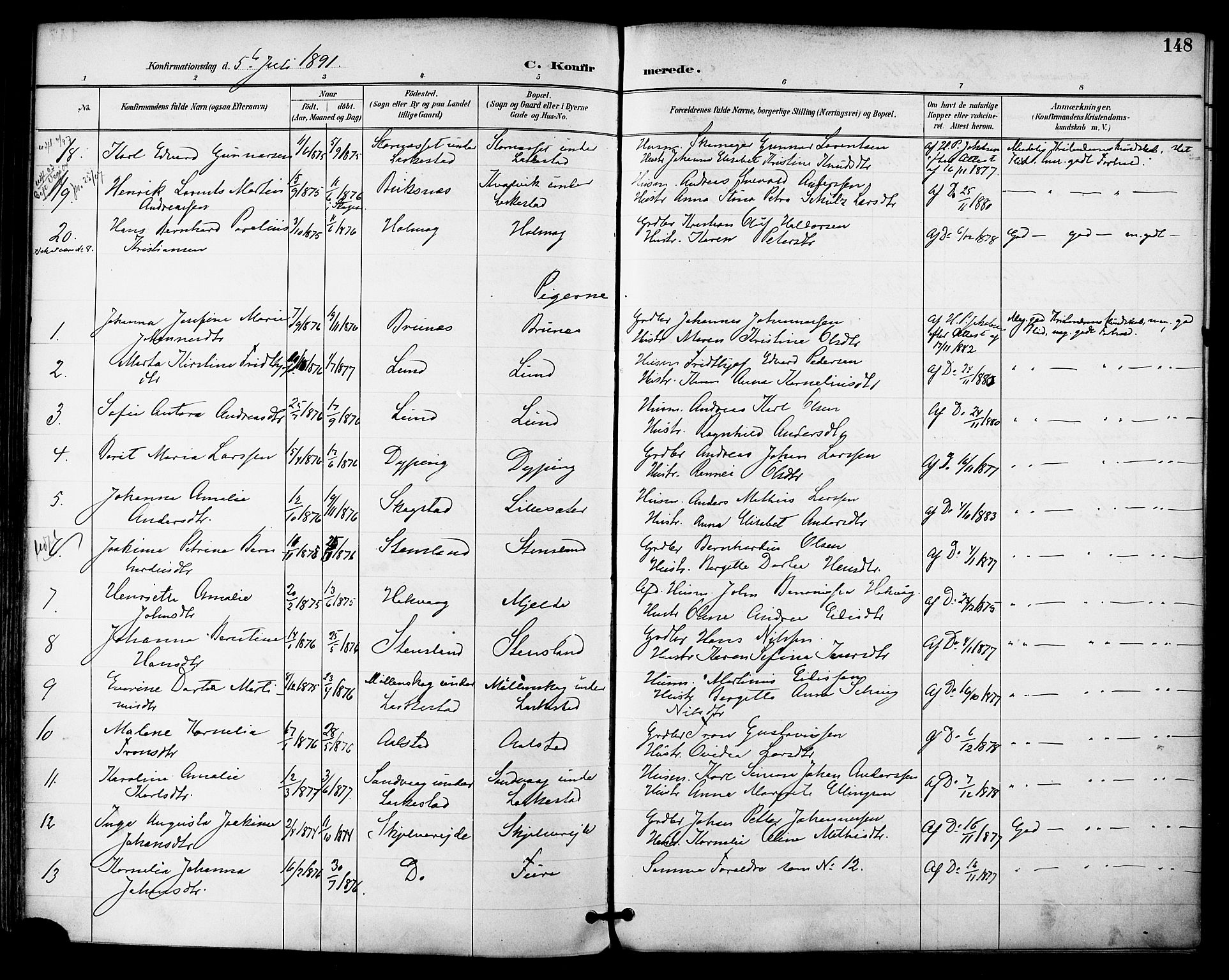 Ministerialprotokoller, klokkerbøker og fødselsregistre - Nordland, AV/SAT-A-1459/855/L0803: Parish register (official) no. 855A11, 1887-1905, p. 148