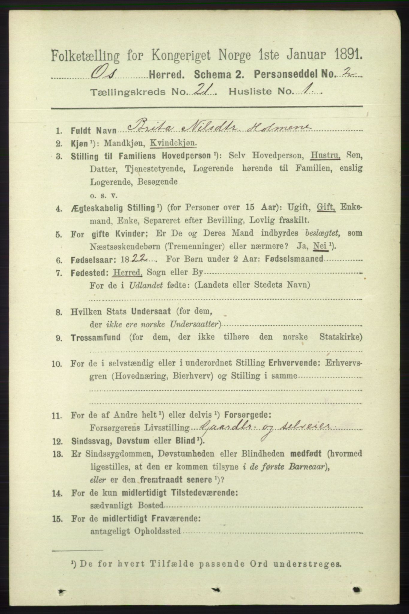 RA, 1891 census for 1243 Os, 1891, p. 4841