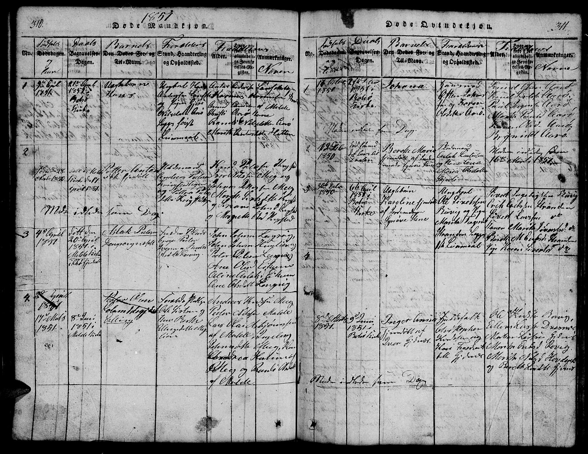 Ministerialprotokoller, klokkerbøker og fødselsregistre - Møre og Romsdal, SAT/A-1454/555/L0665: Parish register (copy) no. 555C01, 1818-1868, p. 310-311