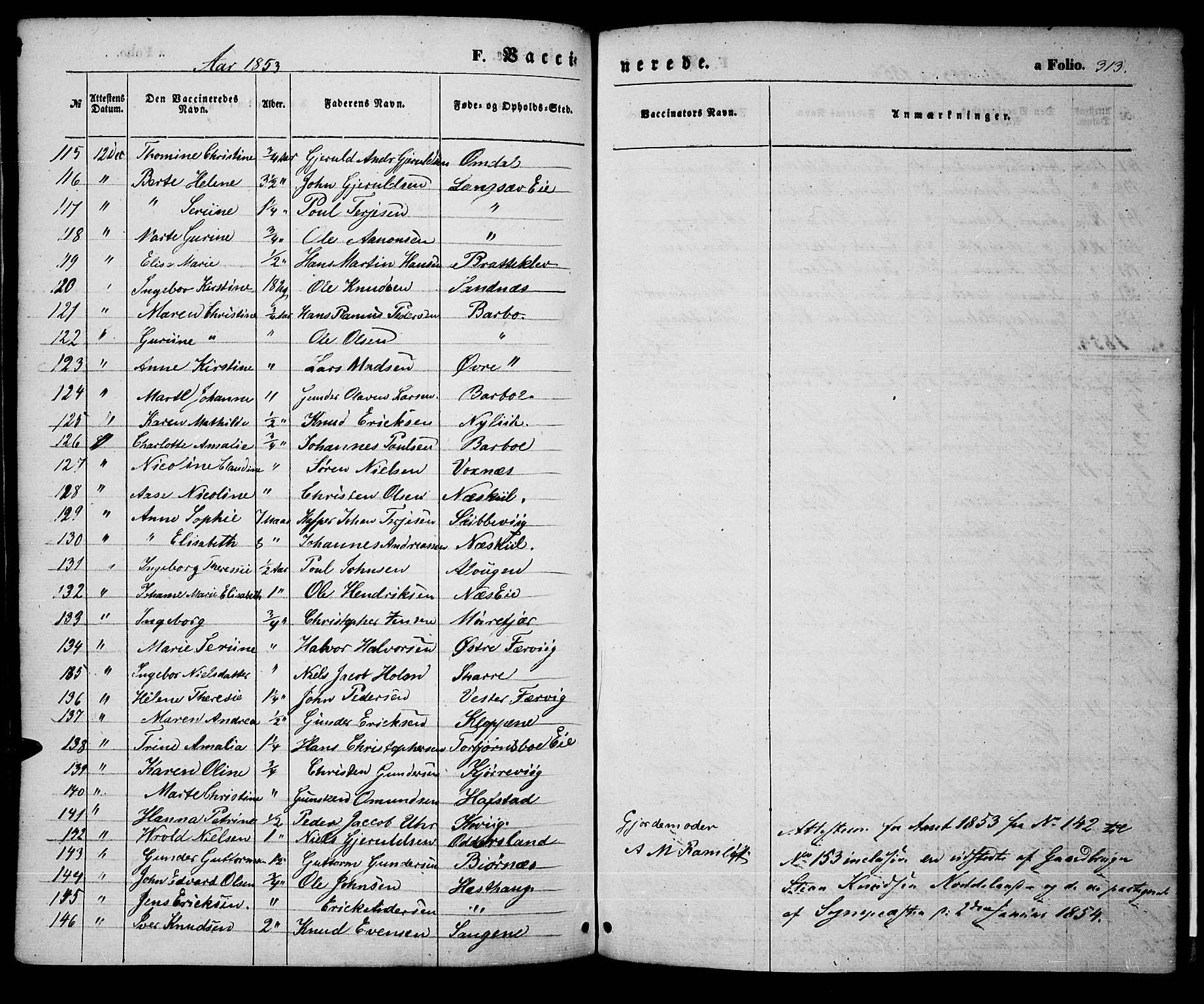 Tromøy sokneprestkontor, SAK/1111-0041/F/Fa/L0005: Parish register (official) no. A 5, 1847-1856, p. 313