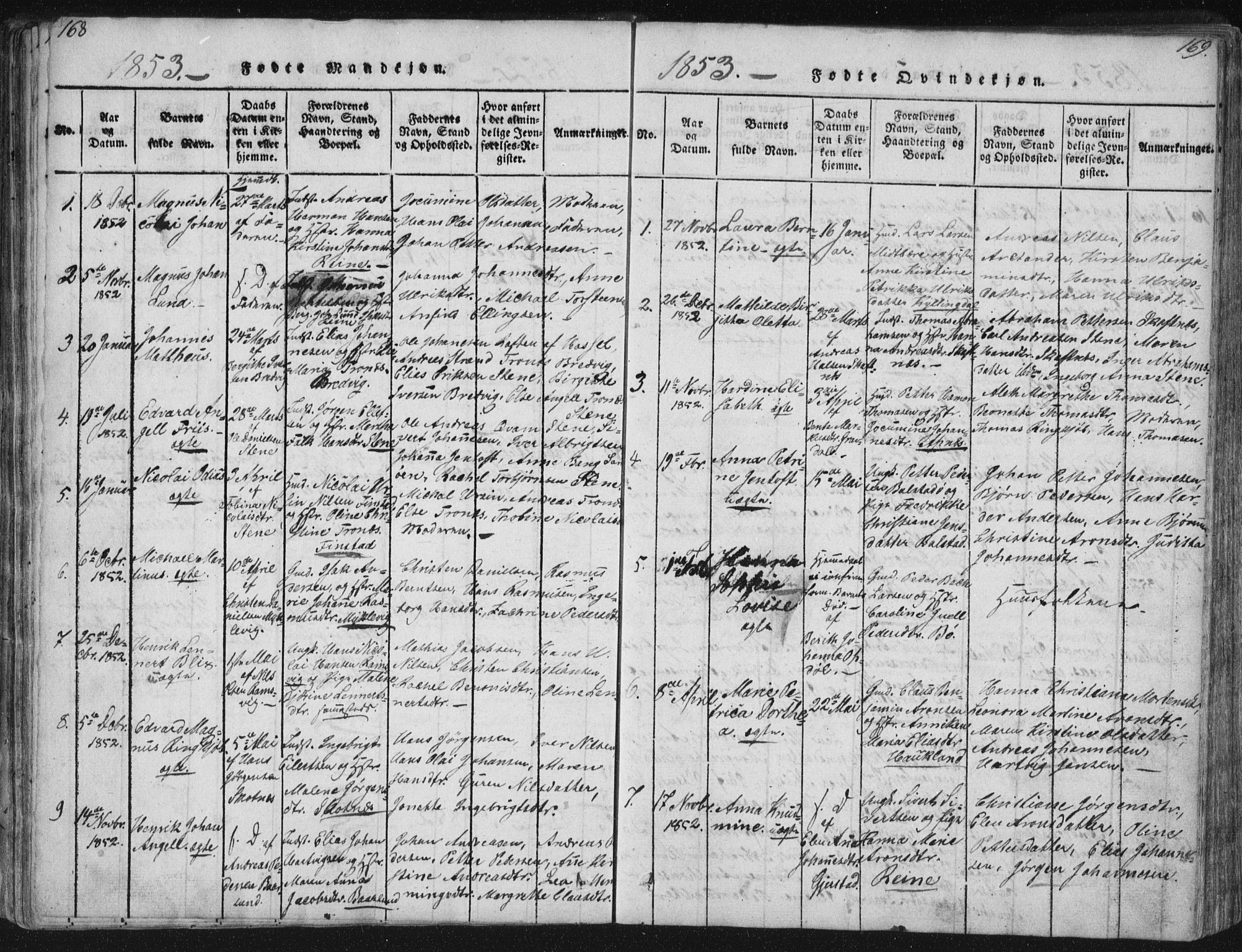 Ministerialprotokoller, klokkerbøker og fødselsregistre - Nordland, SAT/A-1459/881/L1164: Parish register (copy) no. 881C01, 1818-1853, p. 168-169