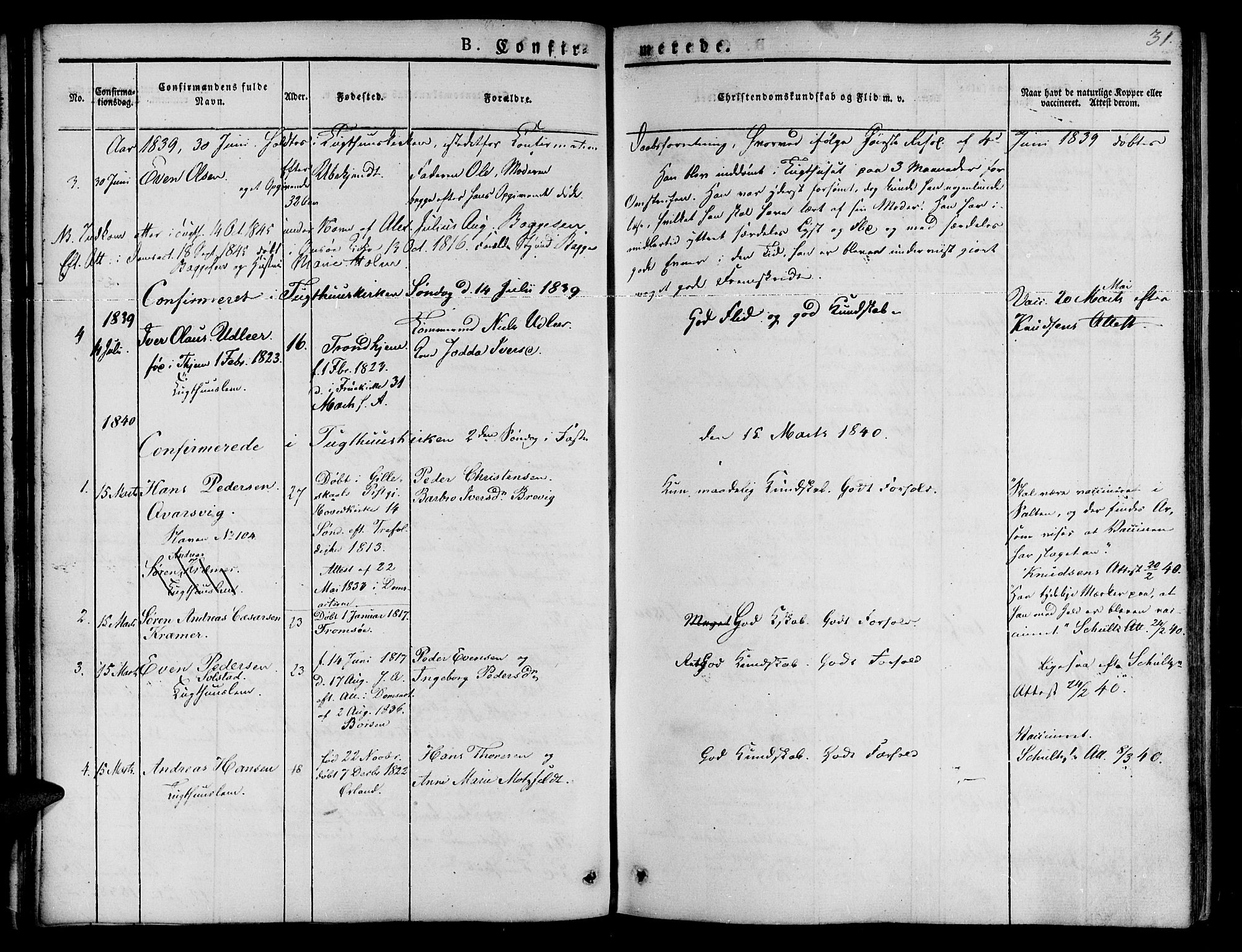 Ministerialprotokoller, klokkerbøker og fødselsregistre - Sør-Trøndelag, SAT/A-1456/623/L0468: Parish register (official) no. 623A02, 1826-1867, p. 31