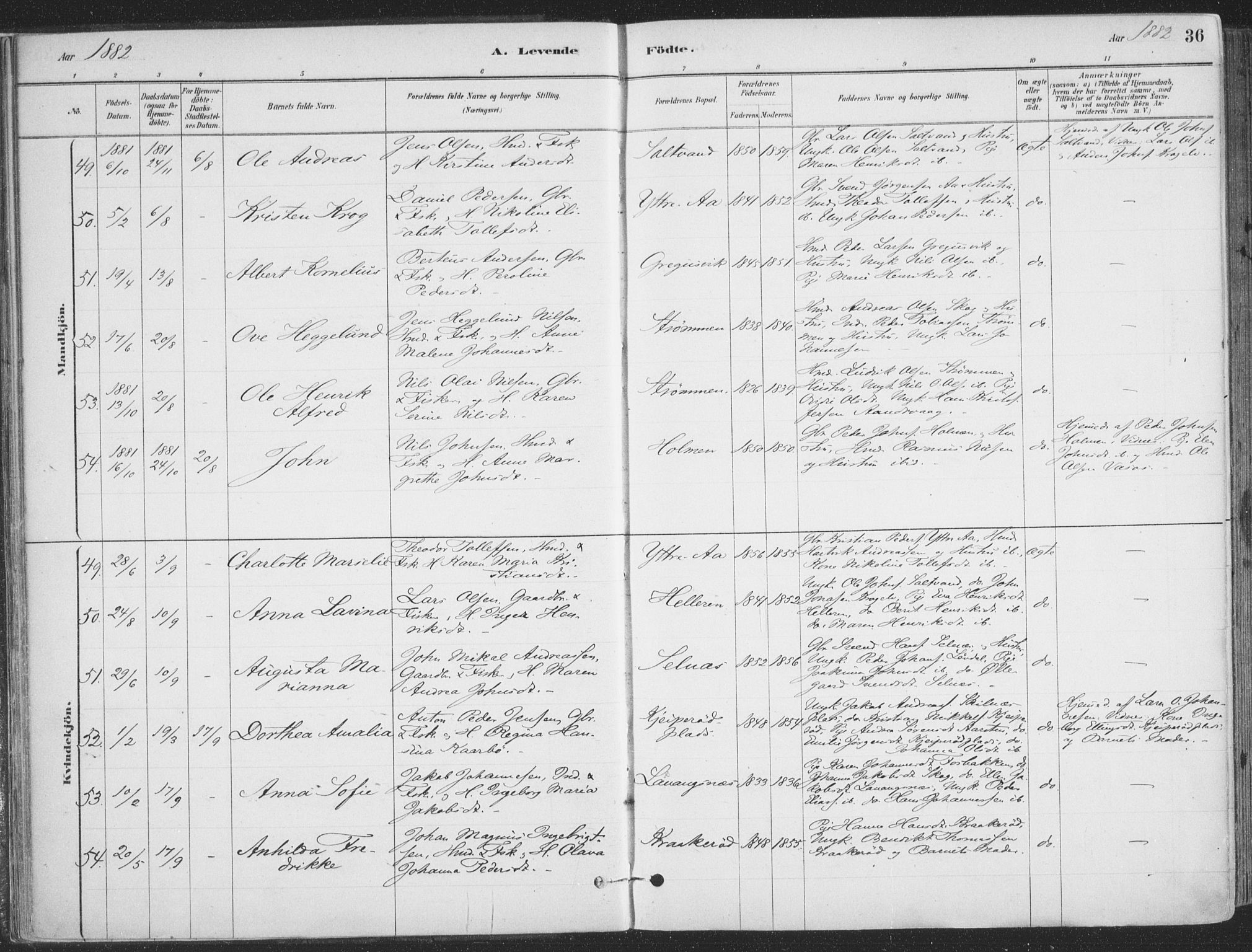 Ibestad sokneprestembete, AV/SATØ-S-0077/H/Ha/Haa/L0011kirke: Parish register (official) no. 11, 1880-1889, p. 36