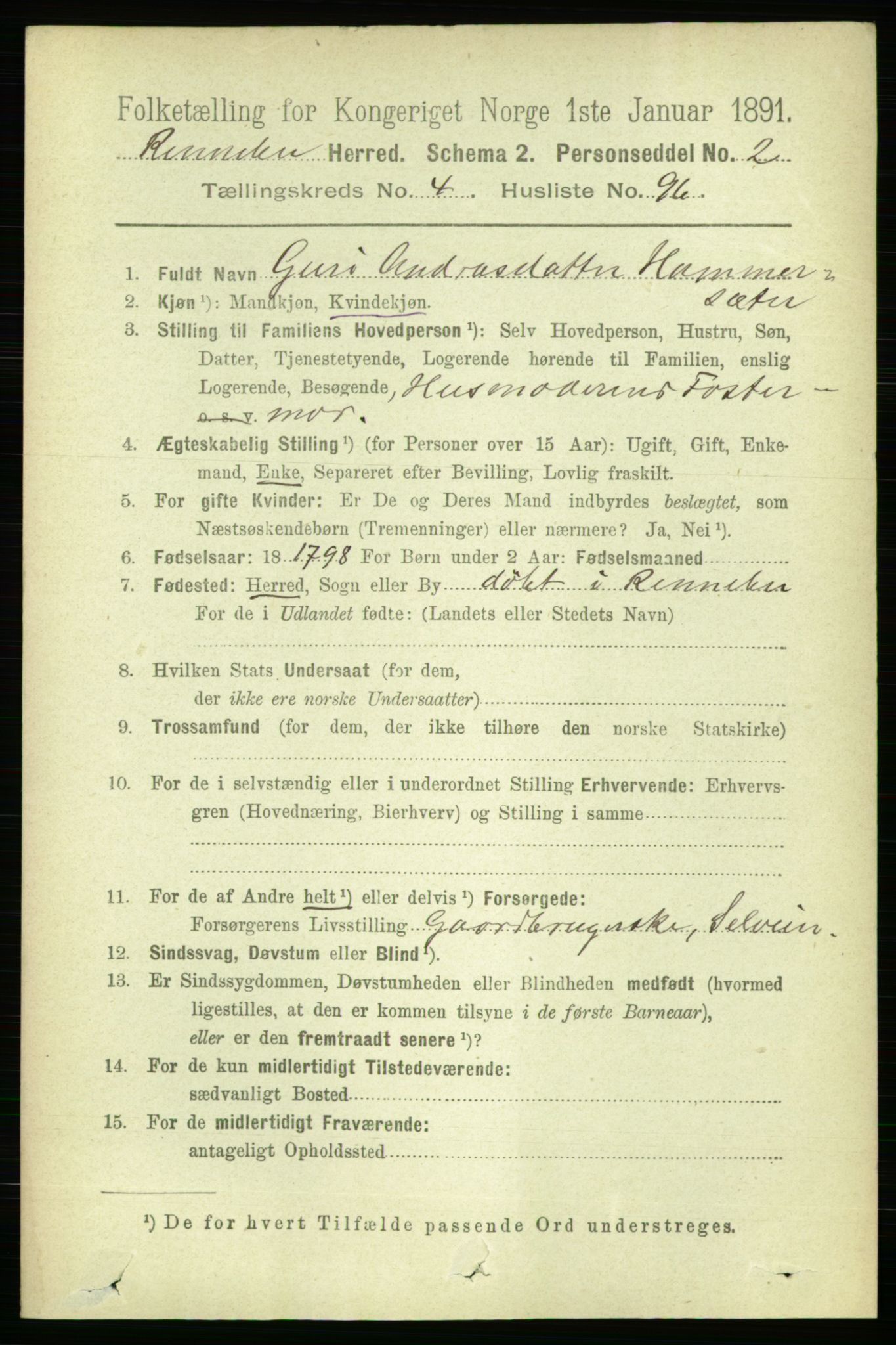 RA, 1891 census for 1635 Rennebu, 1891, p. 2554