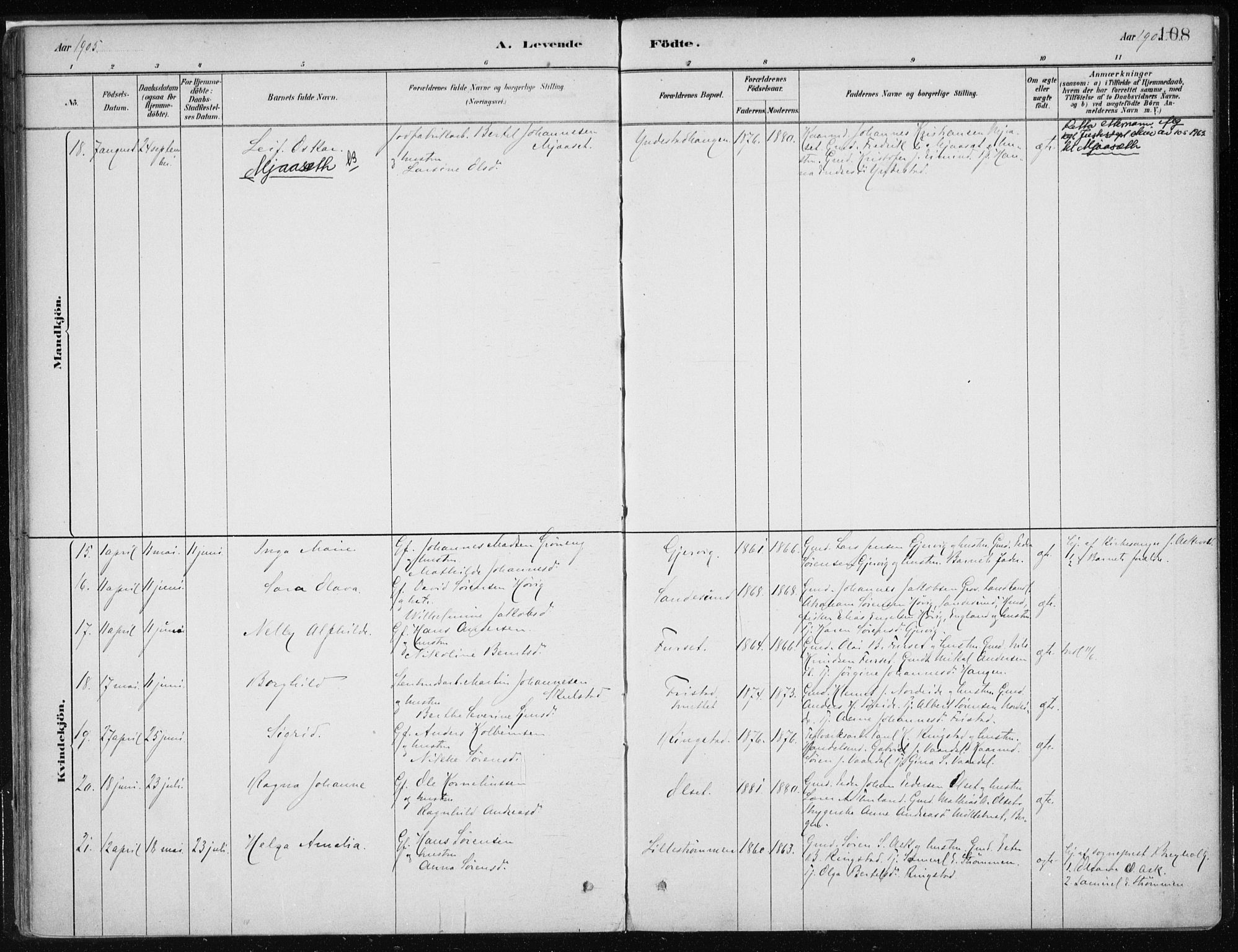 Askvoll sokneprestembete, AV/SAB-A-79501/H/Haa/Haab/L0002: Parish register (official) no. B 2, 1879-1909, p. 108