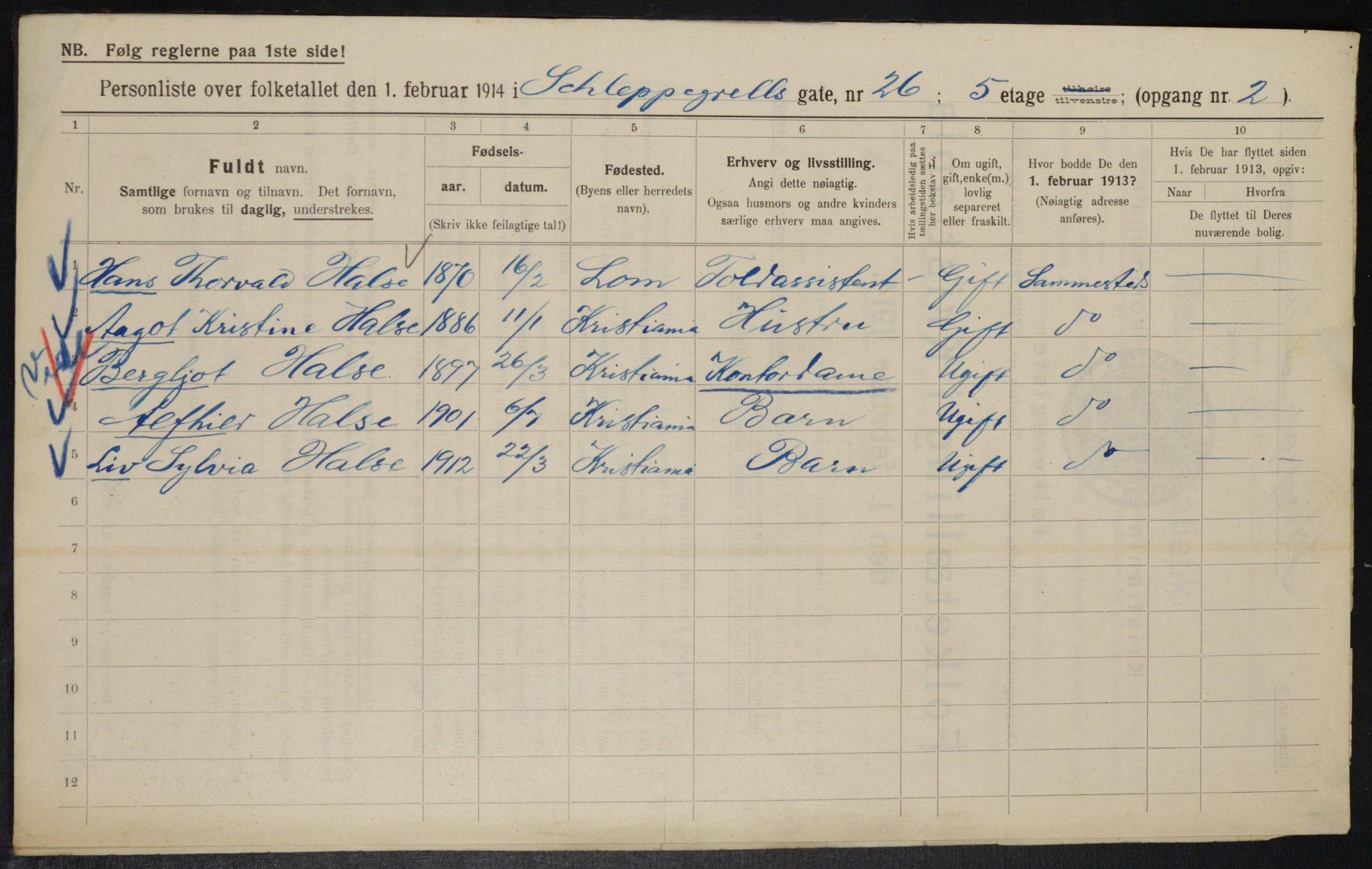 OBA, Municipal Census 1914 for Kristiania, 1914, p. 90070