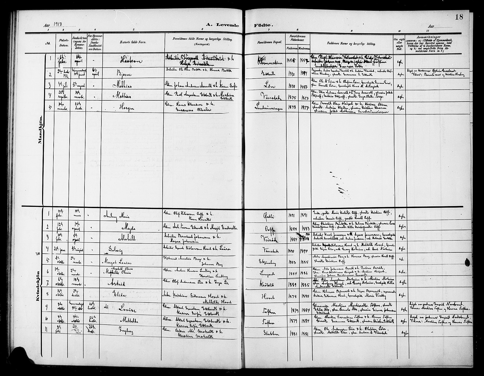 Ramnes kirkebøker, SAKO/A-314/G/Gc/L0002: Parish register (copy) no. III 2, 1903-1924, p. 18