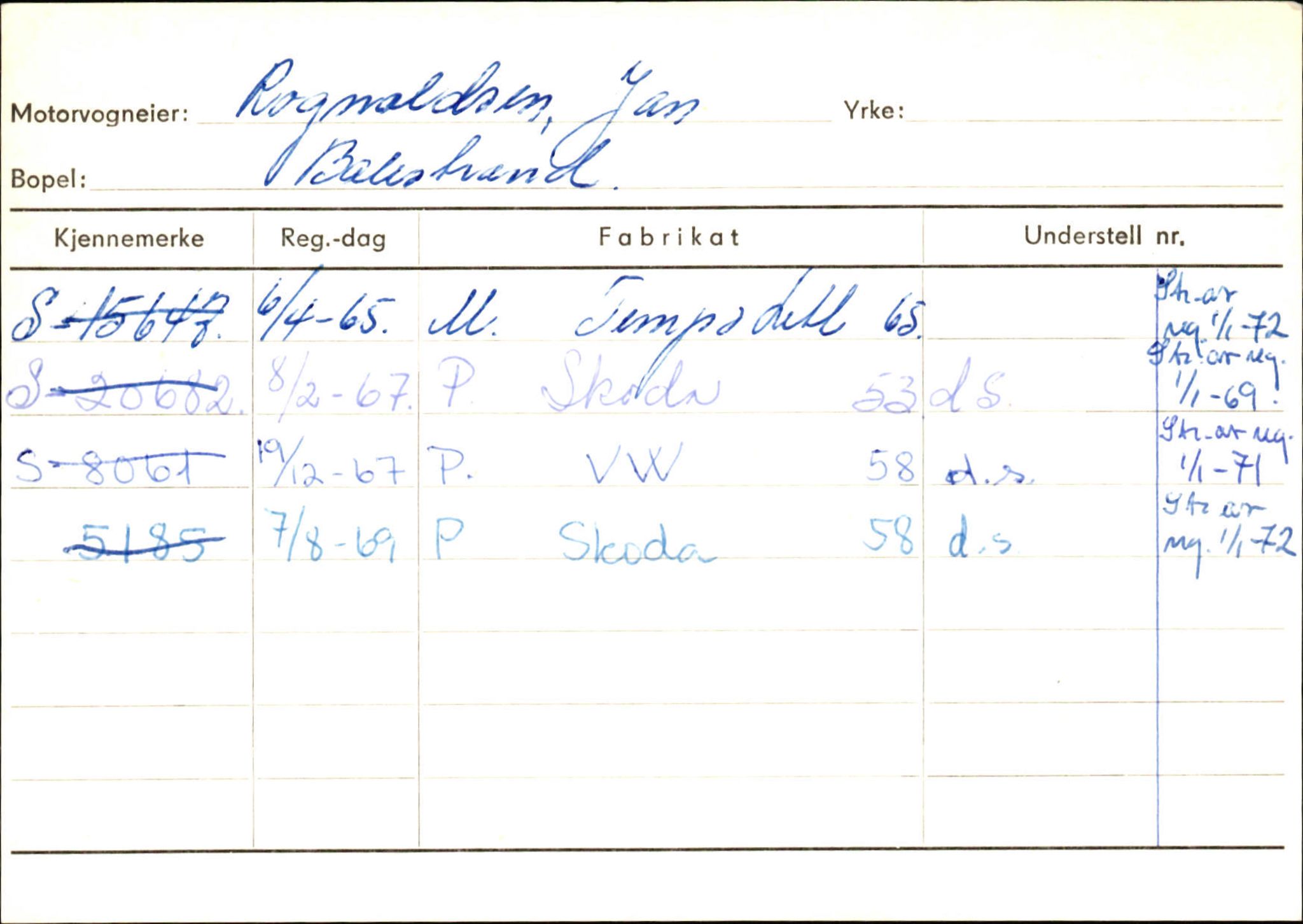 Statens vegvesen, Sogn og Fjordane vegkontor, AV/SAB-A-5301/4/F/L0132: Eigarregister Askvoll A-Å. Balestrand A-Å, 1945-1975, p. 2226