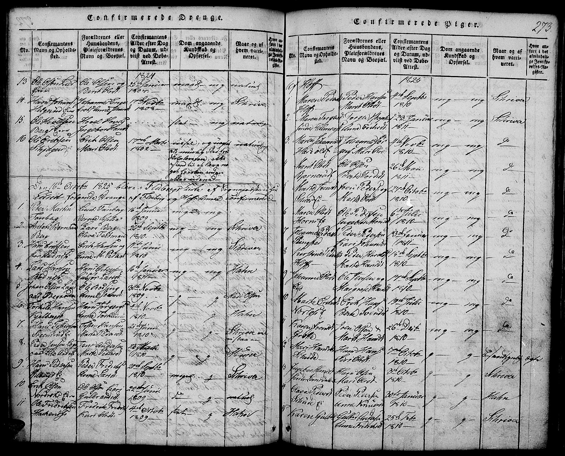 Land prestekontor, SAH/PREST-120/H/Ha/Hab/L0001: Parish register (copy) no. 1, 1814-1833, p. 273