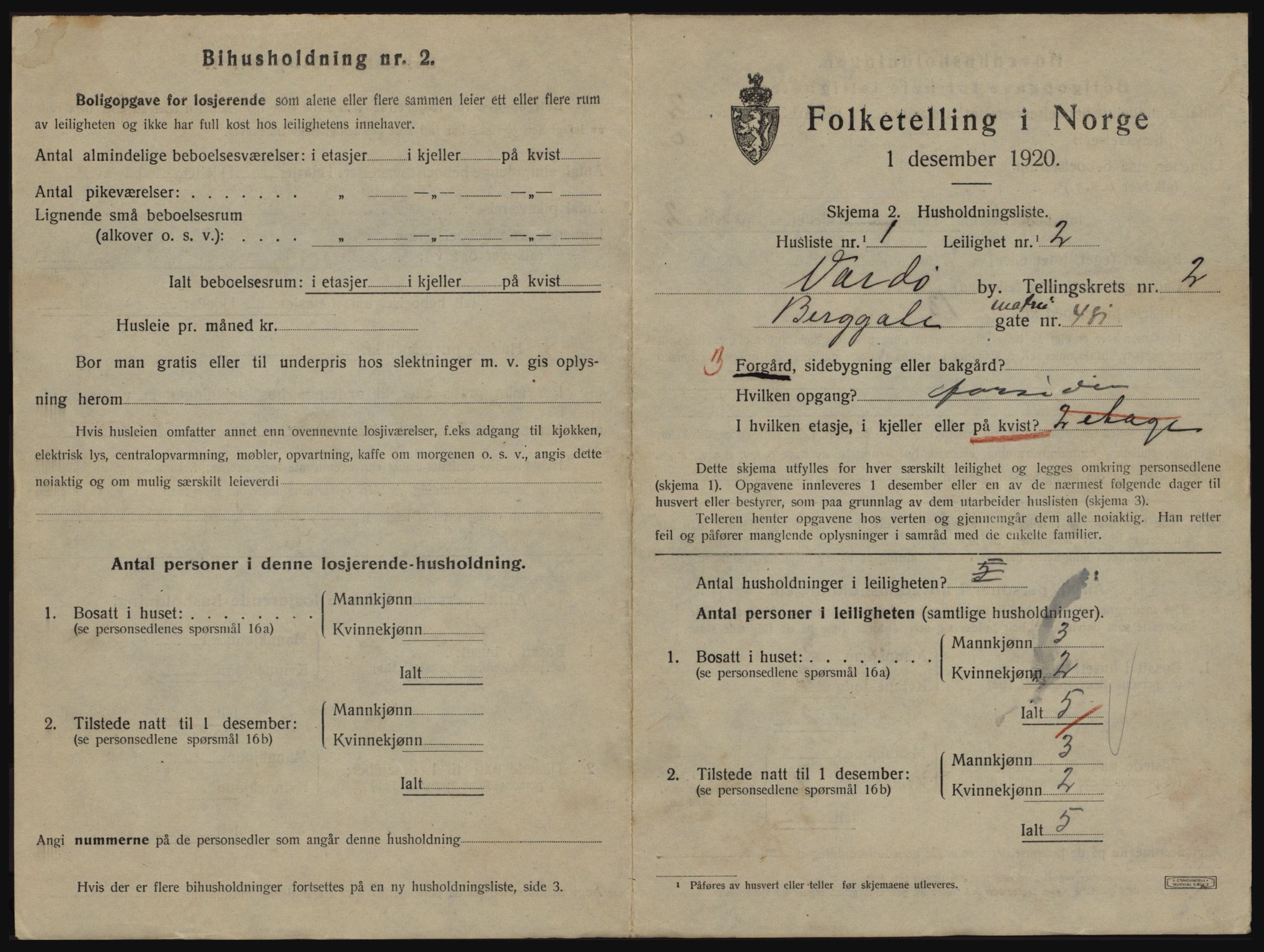 SATØ, 1920 census for Vardø, 1920, p. 1677