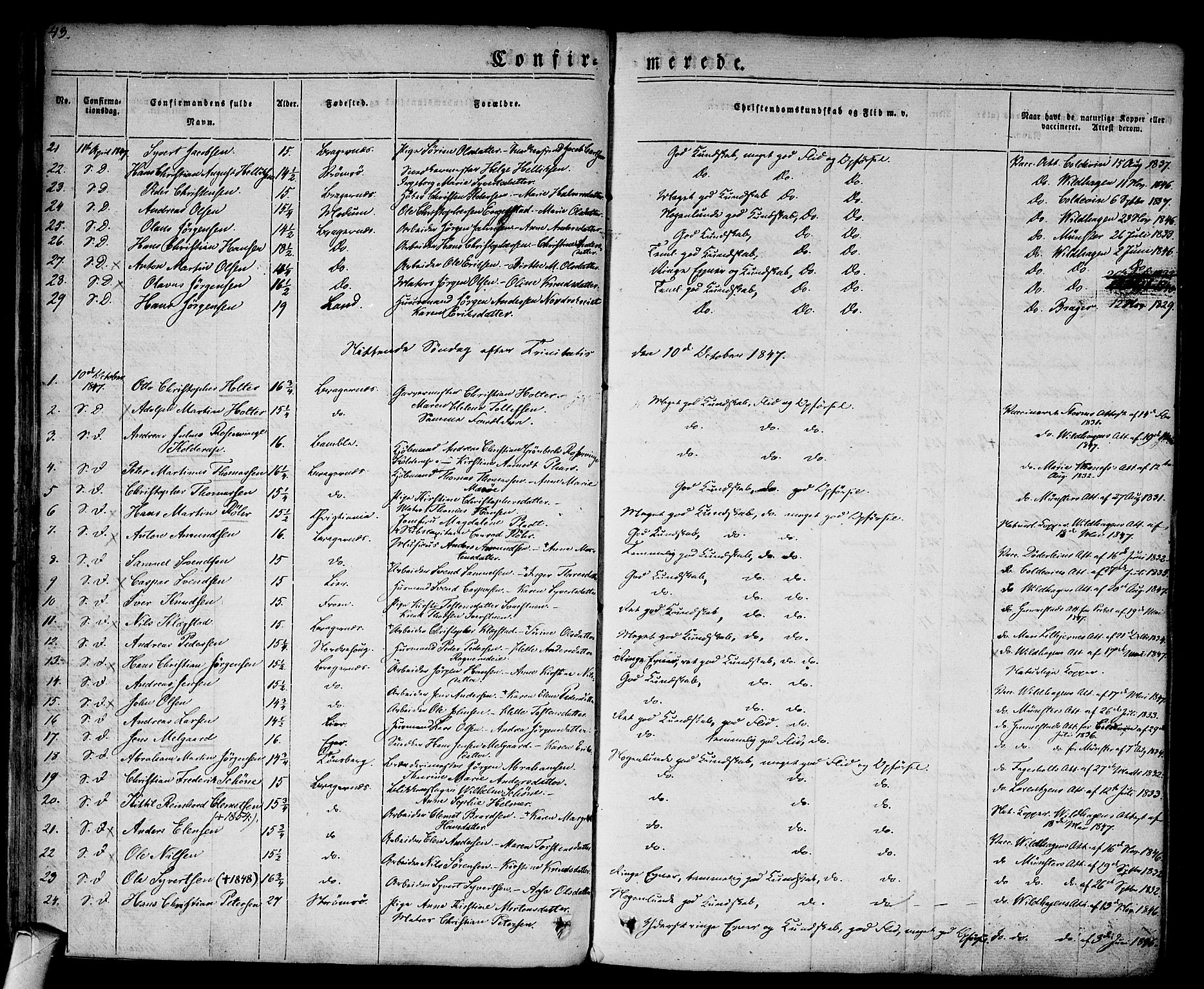 Bragernes kirkebøker, AV/SAKO-A-6/F/Fc/L0001: Parish register (official) no. III 1, 1830-1853, p. 43