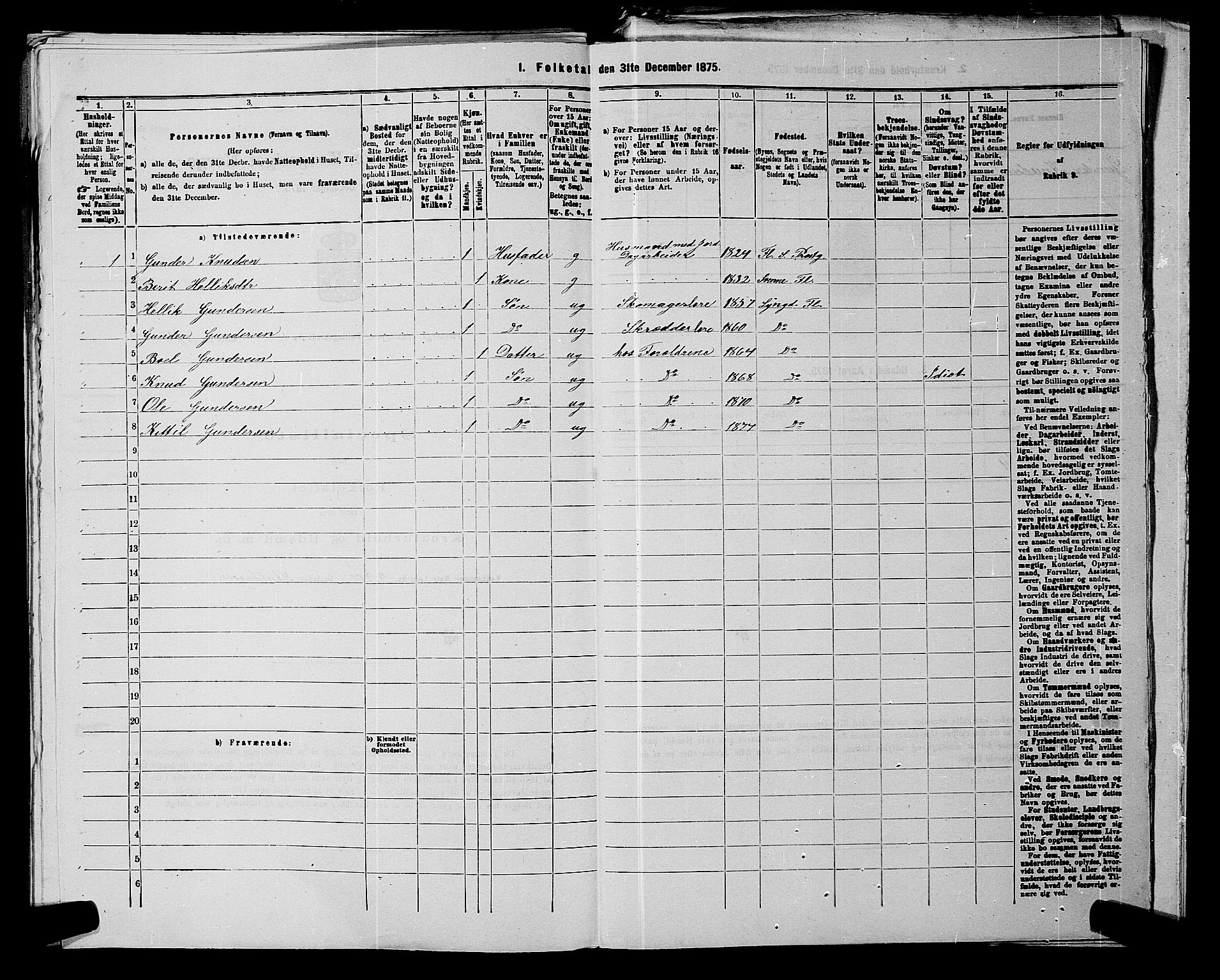 SAKO, 1875 census for 0631P Flesberg, 1875, p. 770