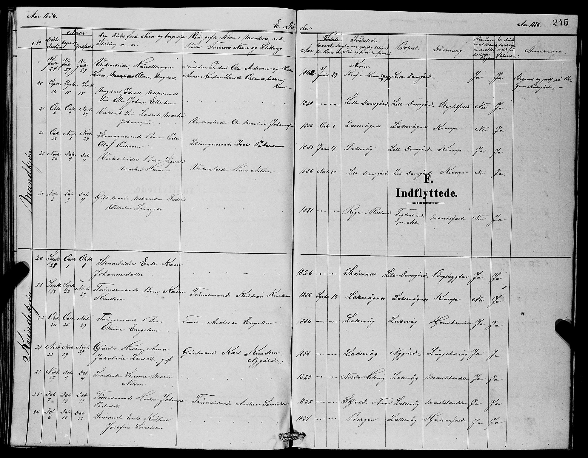 Laksevåg Sokneprestembete, SAB/A-76501/H/Ha/Hab/Haba/L0002: Parish register (copy) no. A 2, 1877-1887, p. 245