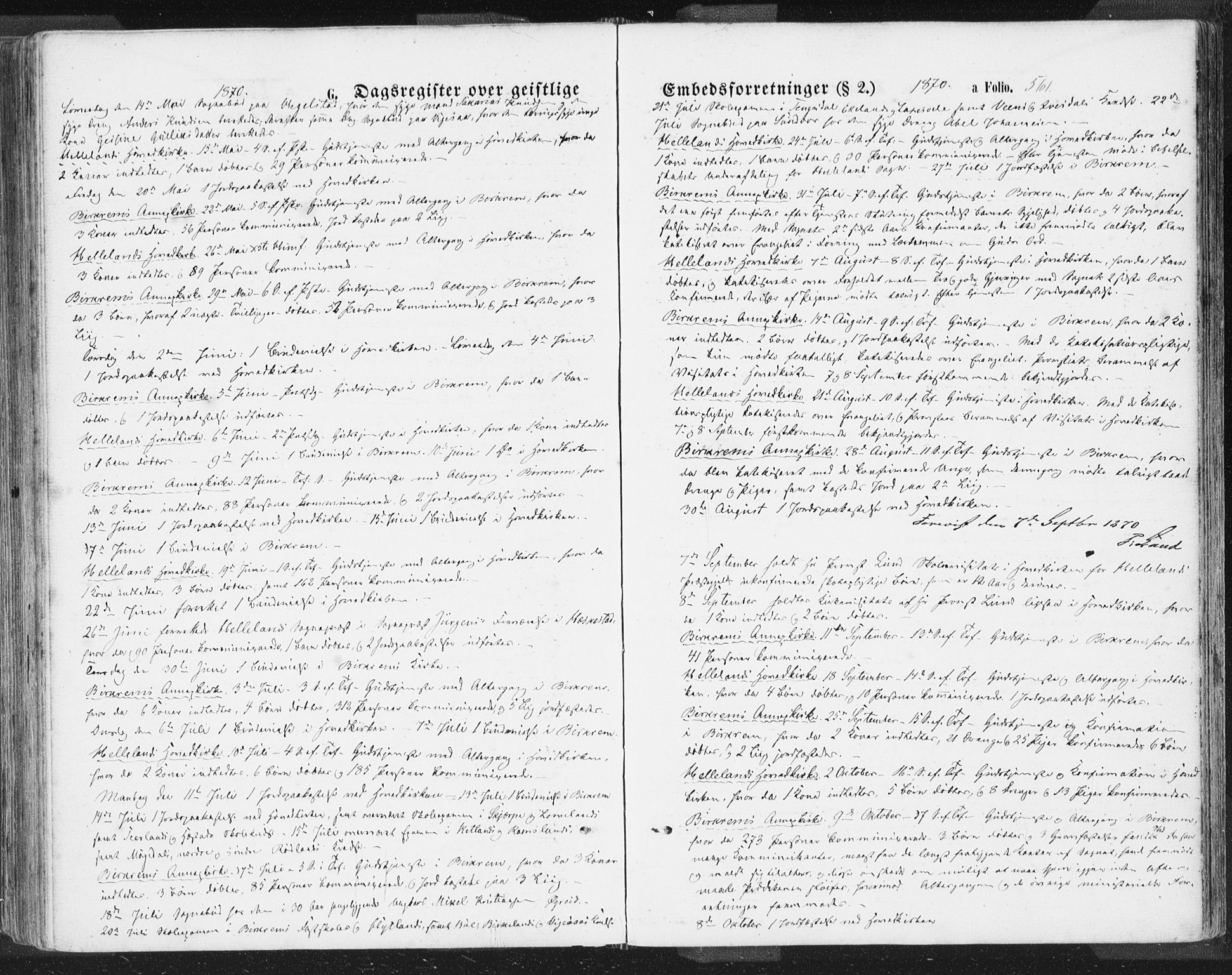 Helleland sokneprestkontor, SAST/A-101810: Parish register (official) no. A 7.2, 1863-1886, p. 561