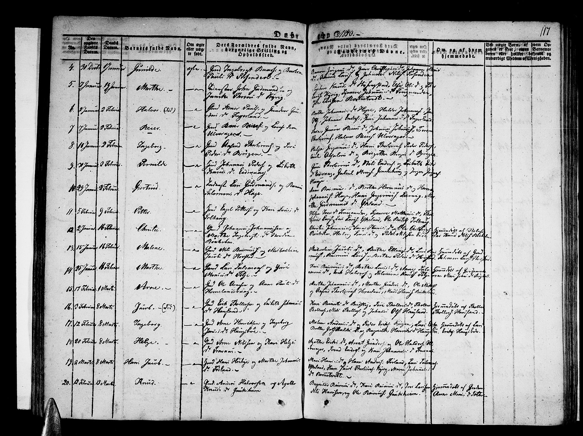 Stord sokneprestembete, SAB/A-78201/H/Haa: Parish register (official) no. A 6, 1826-1840, p. 117