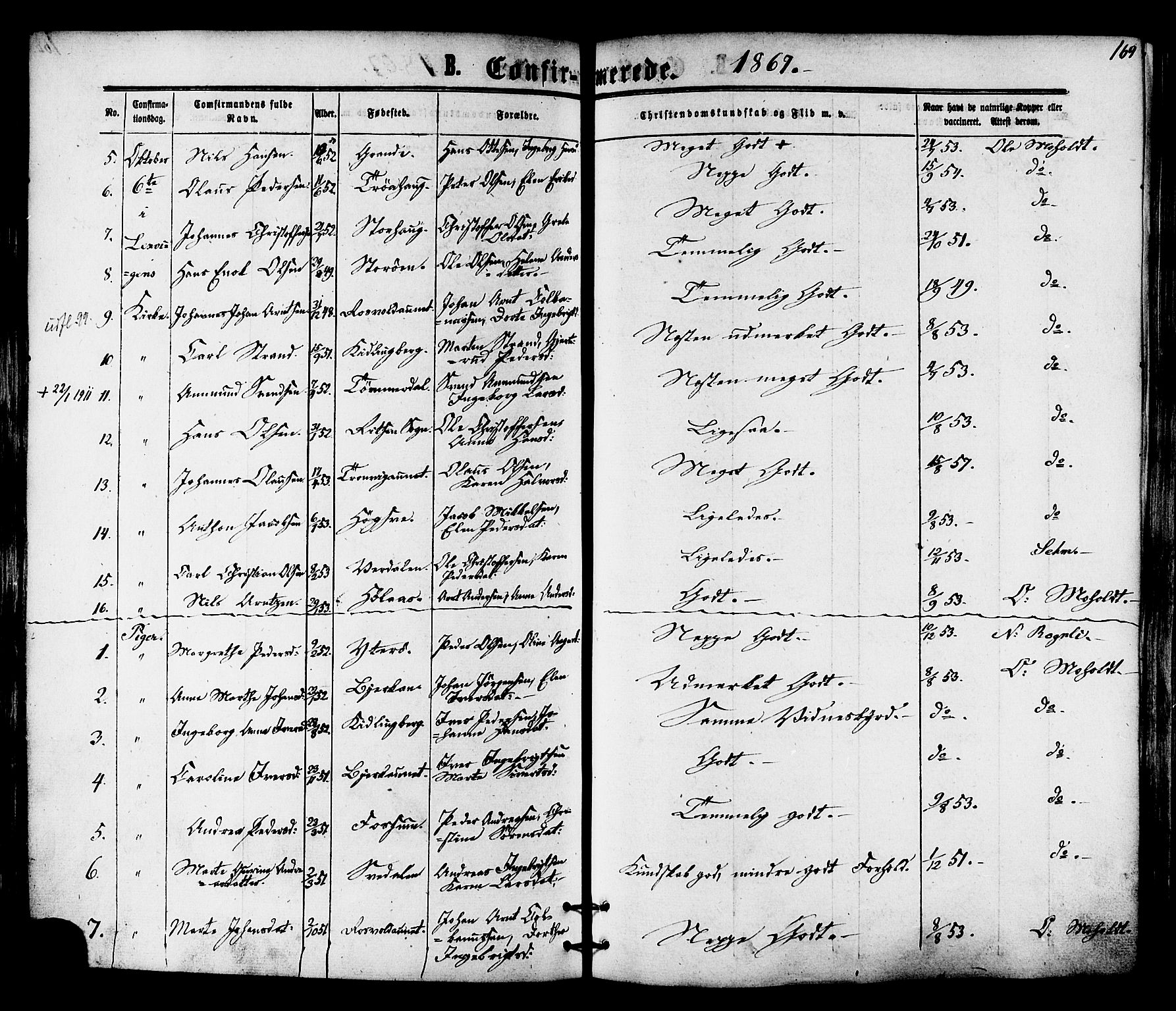 Ministerialprotokoller, klokkerbøker og fødselsregistre - Nord-Trøndelag, AV/SAT-A-1458/701/L0009: Parish register (official) no. 701A09 /1, 1864-1882, p. 169