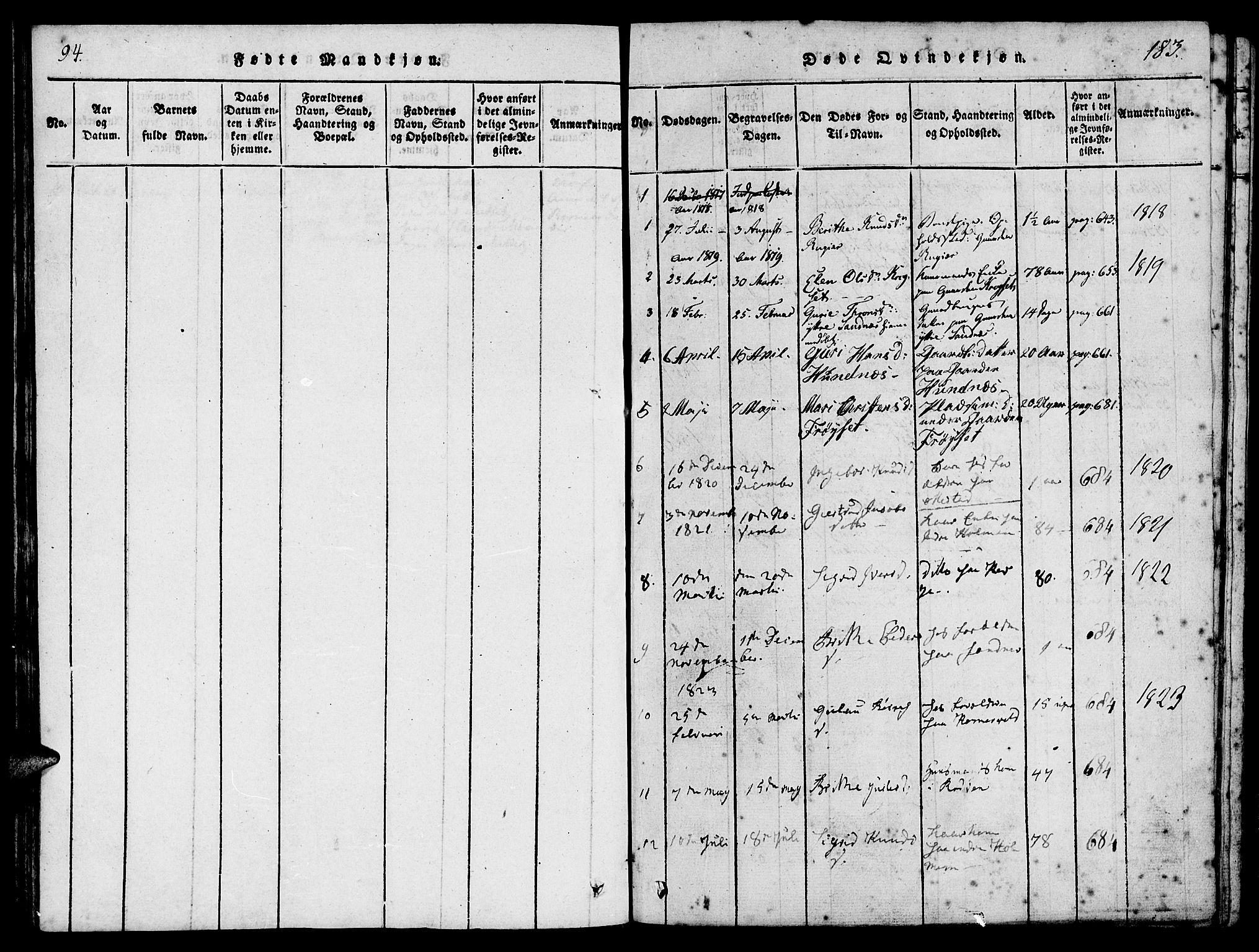 Ministerialprotokoller, klokkerbøker og fødselsregistre - Møre og Romsdal, SAT/A-1454/548/L0612: Parish register (official) no. 548A01, 1818-1846, p. 183