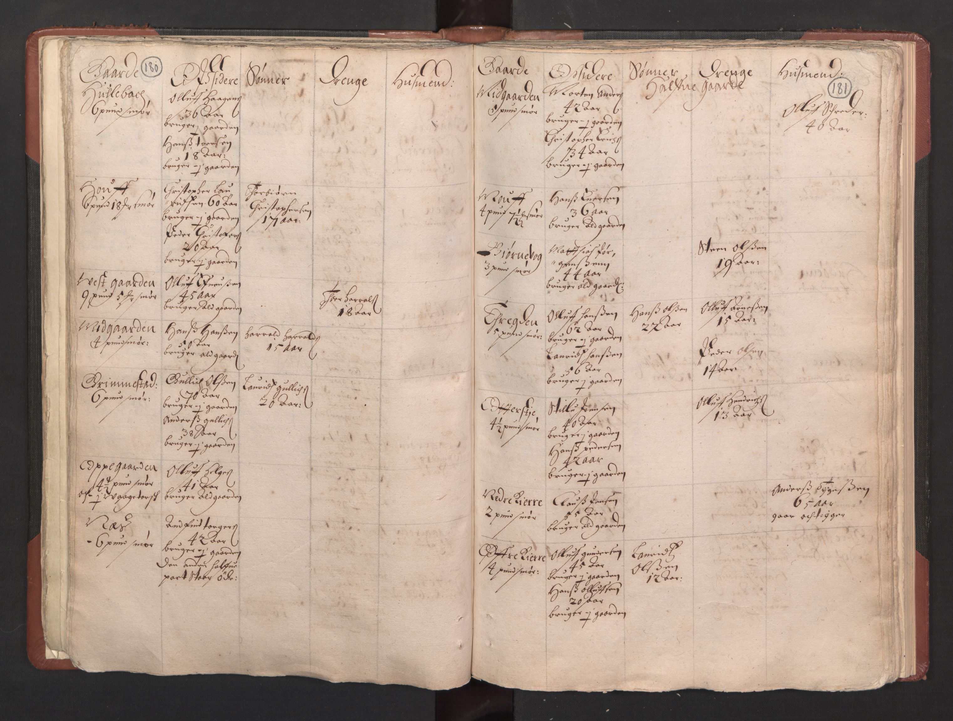 RA, Bailiff's Census 1664-1666, no. 5: Modern Buskerud county and modern Vestfold county, 1664, p. 180-181