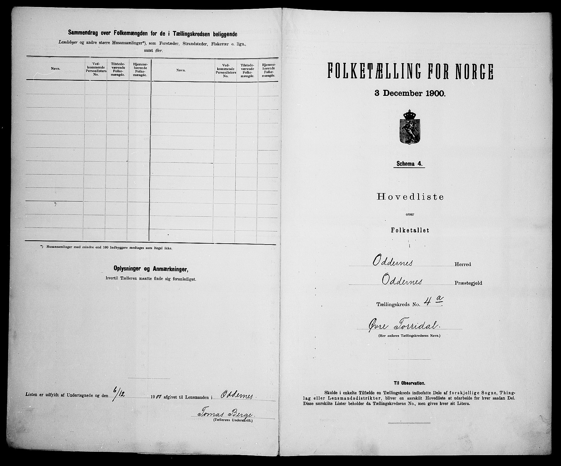 SAK, 1900 census for Oddernes, 1900, p. 43