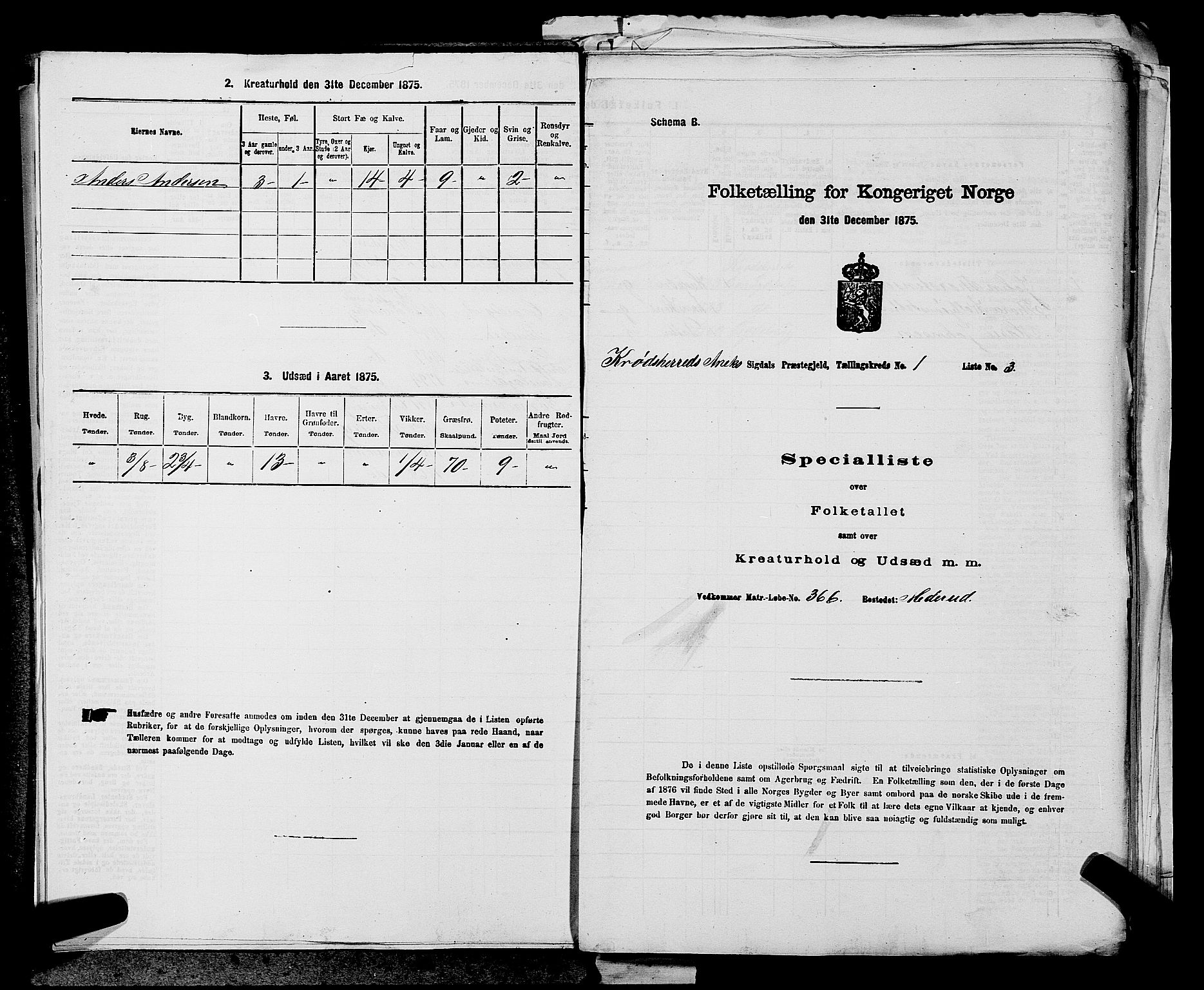 SAKO, 1875 census for 0621P Sigdal, 1875, p. 1172