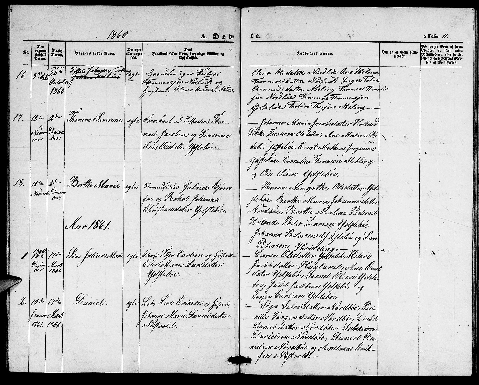 Rennesøy sokneprestkontor, SAST/A -101827/H/Ha/Hab/L0003: Parish register (copy) no. B 3, 1855-1888, p. 11