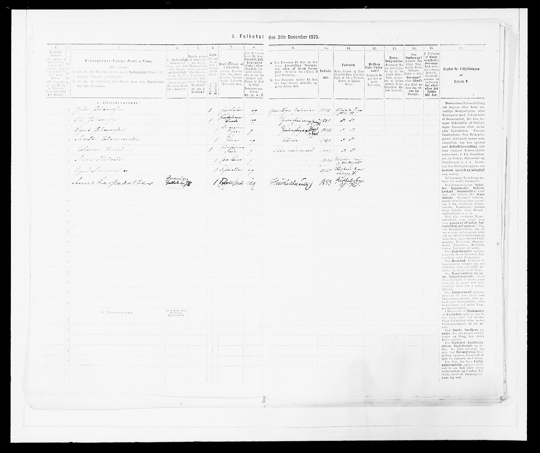 SAB, 1875 census for 1429P Ytre Holmedal, 1875, p. 1239