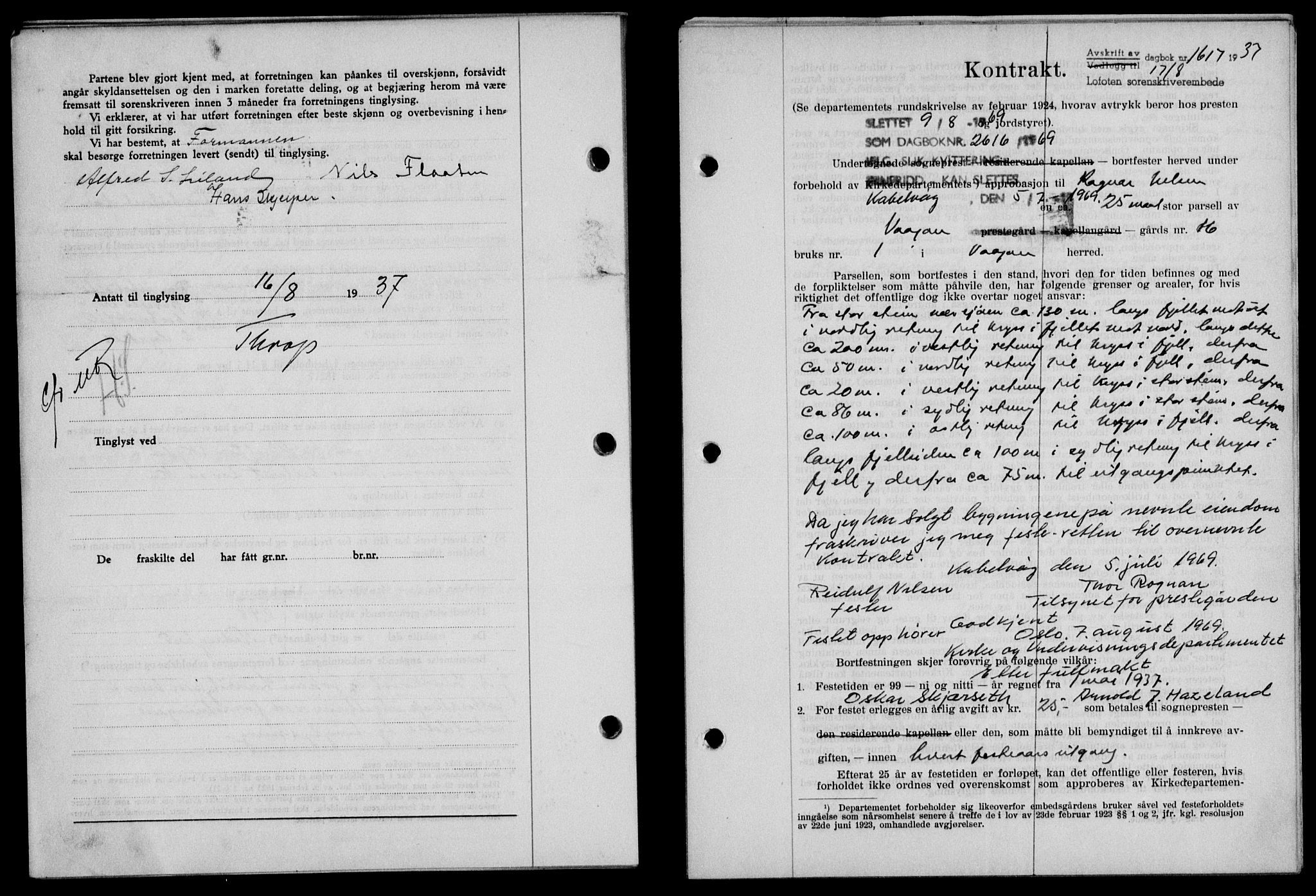 Lofoten sorenskriveri, SAT/A-0017/1/2/2C/L0002a: Mortgage book no. 2a, 1937-1937, Diary no: : 1617/1937