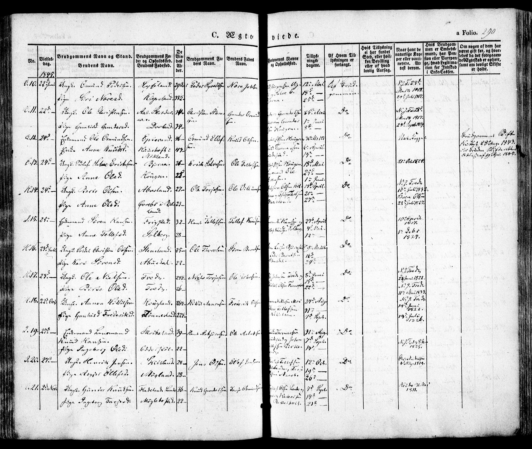 Evje sokneprestkontor, SAK/1111-0008/F/Fa/Faa/L0005: Parish register (official) no. A 5, 1843-1865, p. 290