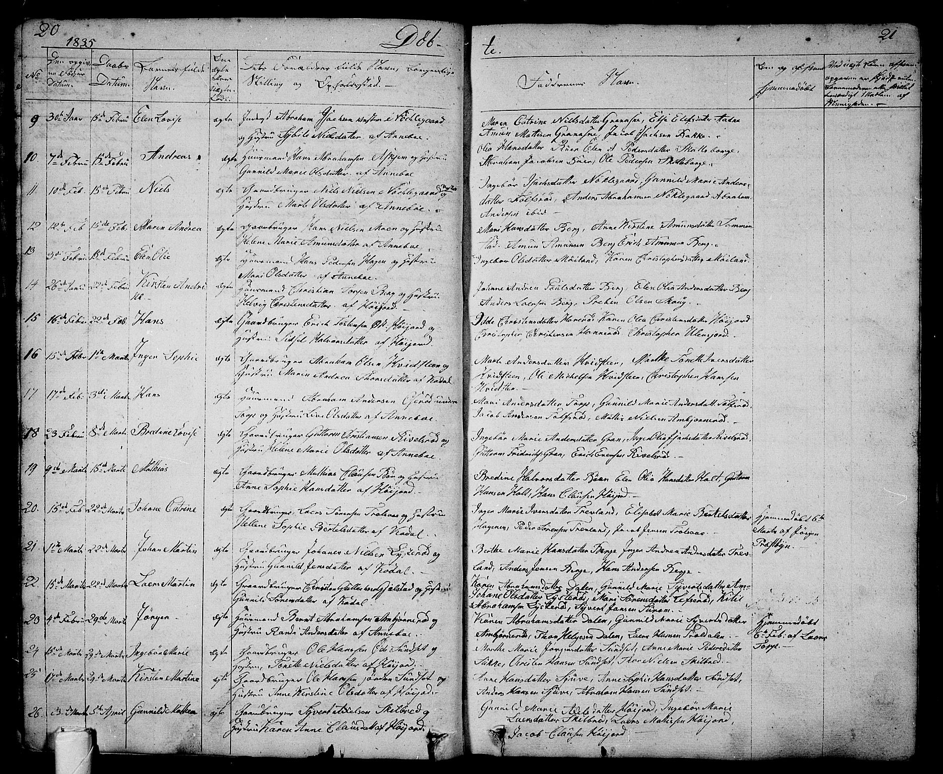 Andebu kirkebøker, AV/SAKO-A-336/G/Ga/L0003: Parish register (copy) no. I 3, 1832-1867, p. 20-21