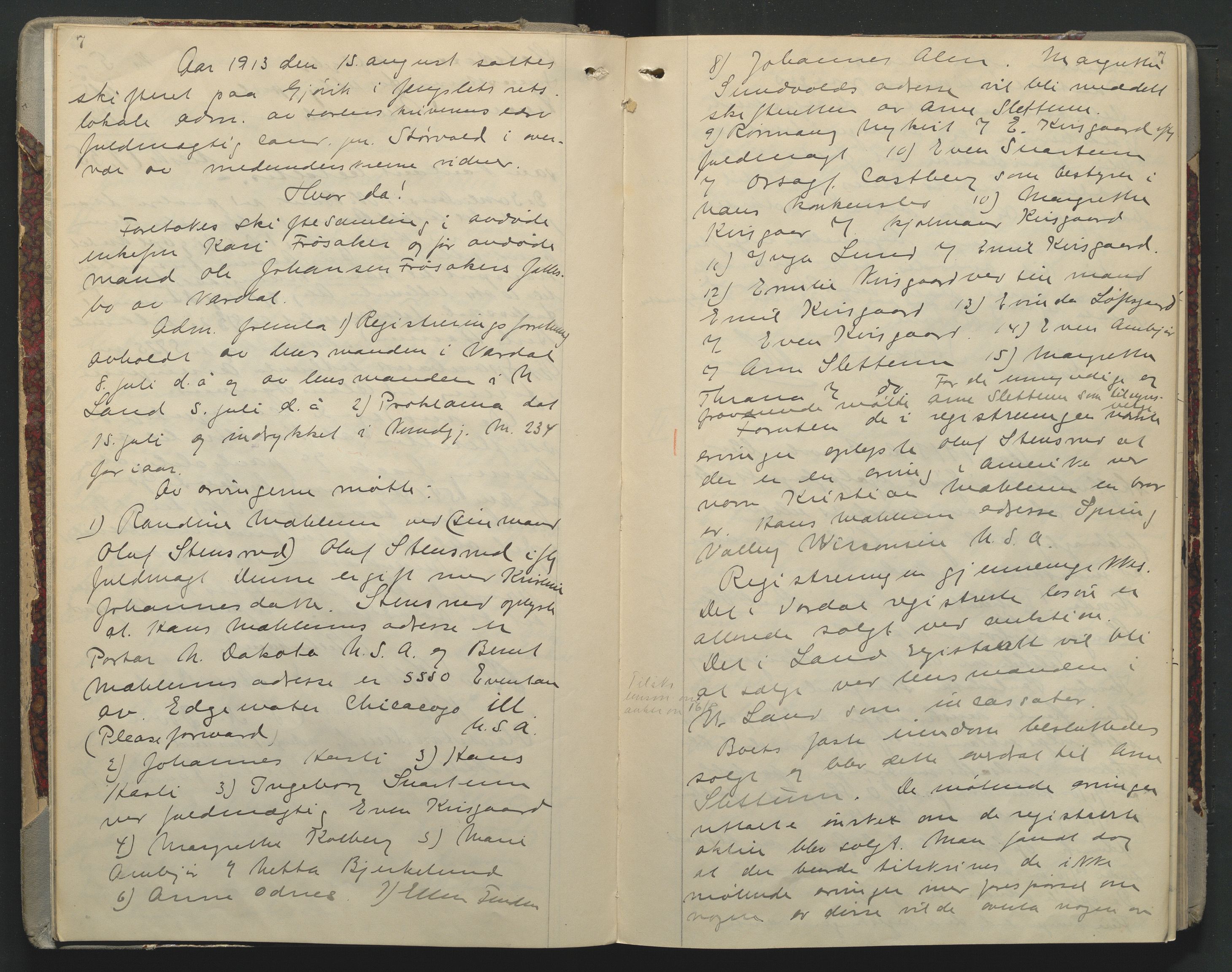 Toten tingrett, AV/SAH-TING-006/J/Jc/L0008: Skiftebehandlingsprotokoll - Vardal, 1912-1933, p. 7