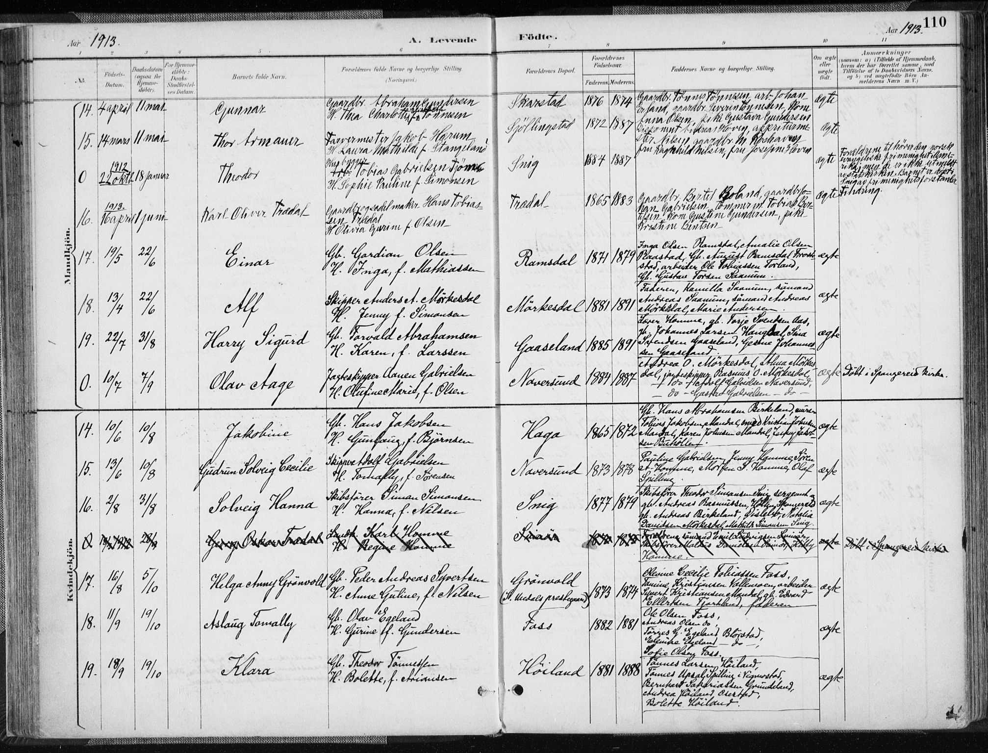 Sør-Audnedal sokneprestkontor, AV/SAK-1111-0039/F/Fa/Fab/L0010: Parish register (official) no. A 10, 1892-1913, p. 110