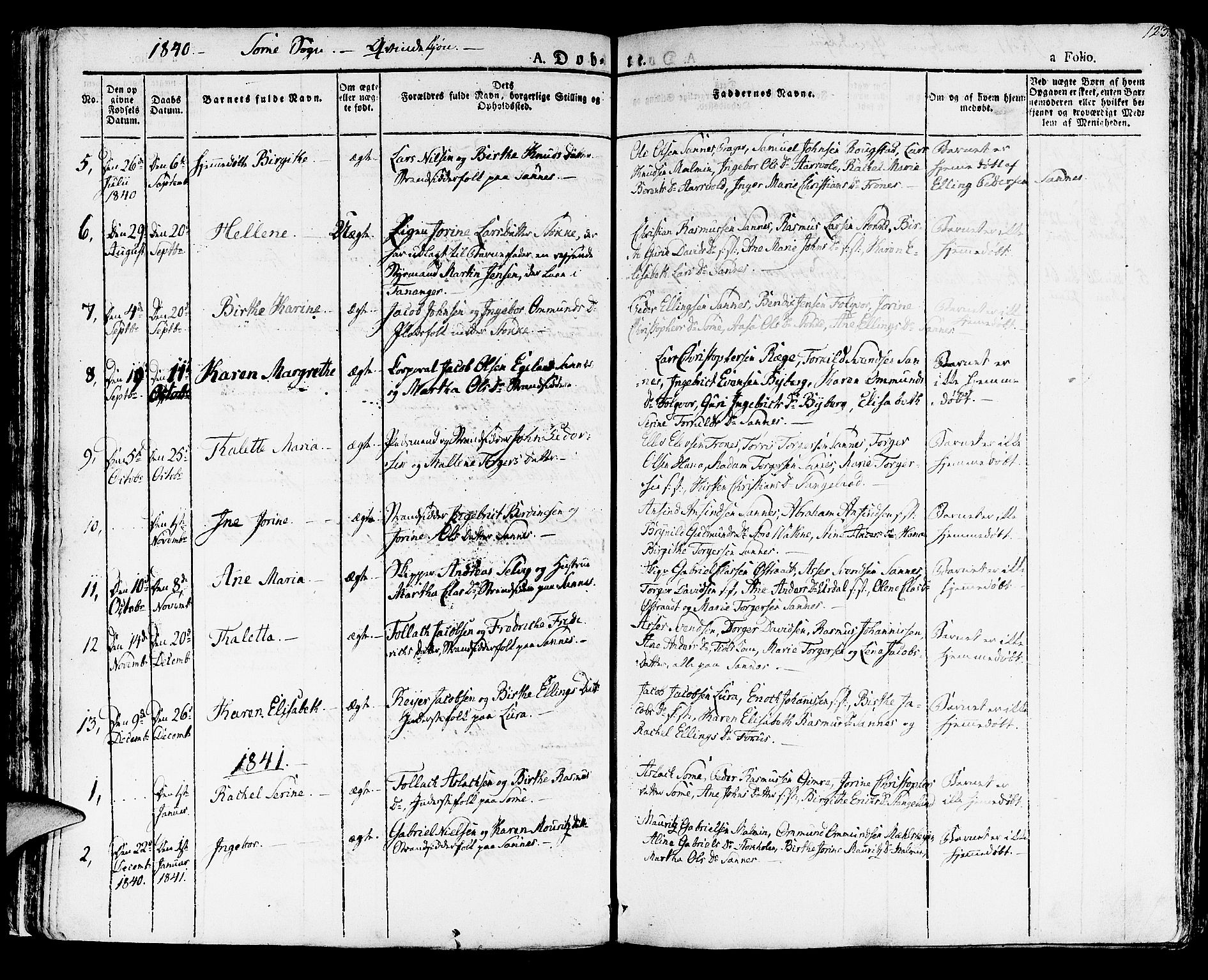 Høyland sokneprestkontor, AV/SAST-A-101799/001/30BA/L0007: Parish register (official) no. A 7 /2, 1825-1841, p. 123