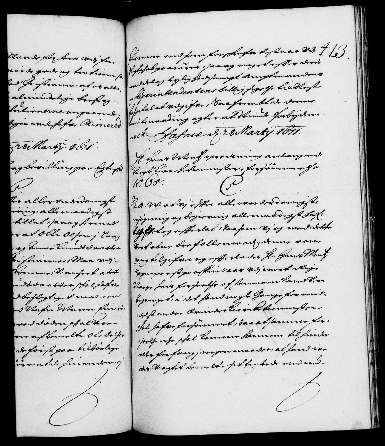 Danske Kanselli 1572-1799, RA/EA-3023/F/Fc/Fca/Fcaa/L0011: Norske registre (mikrofilm), 1670-1673, p. 413a