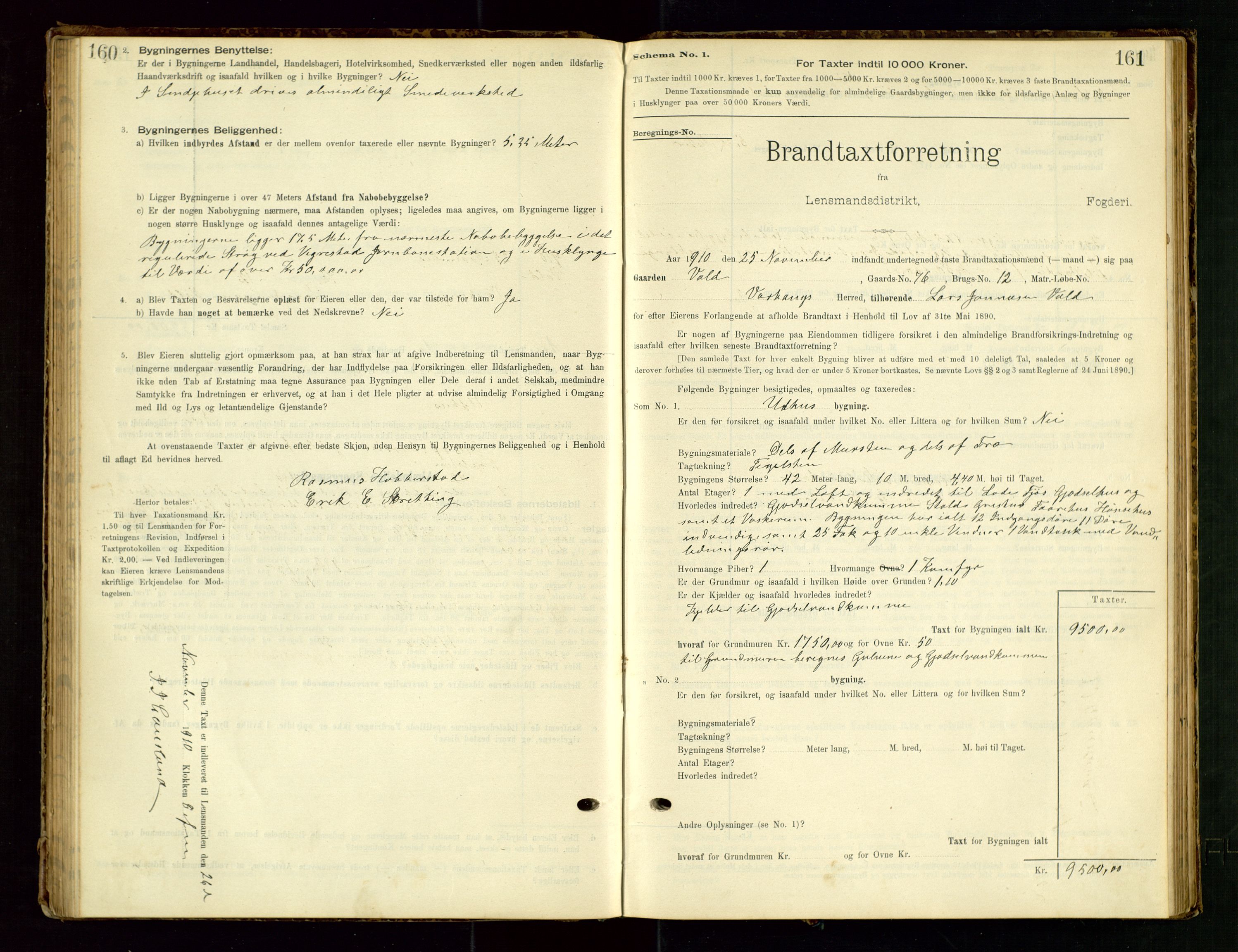 Hå lensmannskontor, SAST/A-100456/Goa/L0003: Takstprotokoll (skjema), 1895-1911, p. 160-161